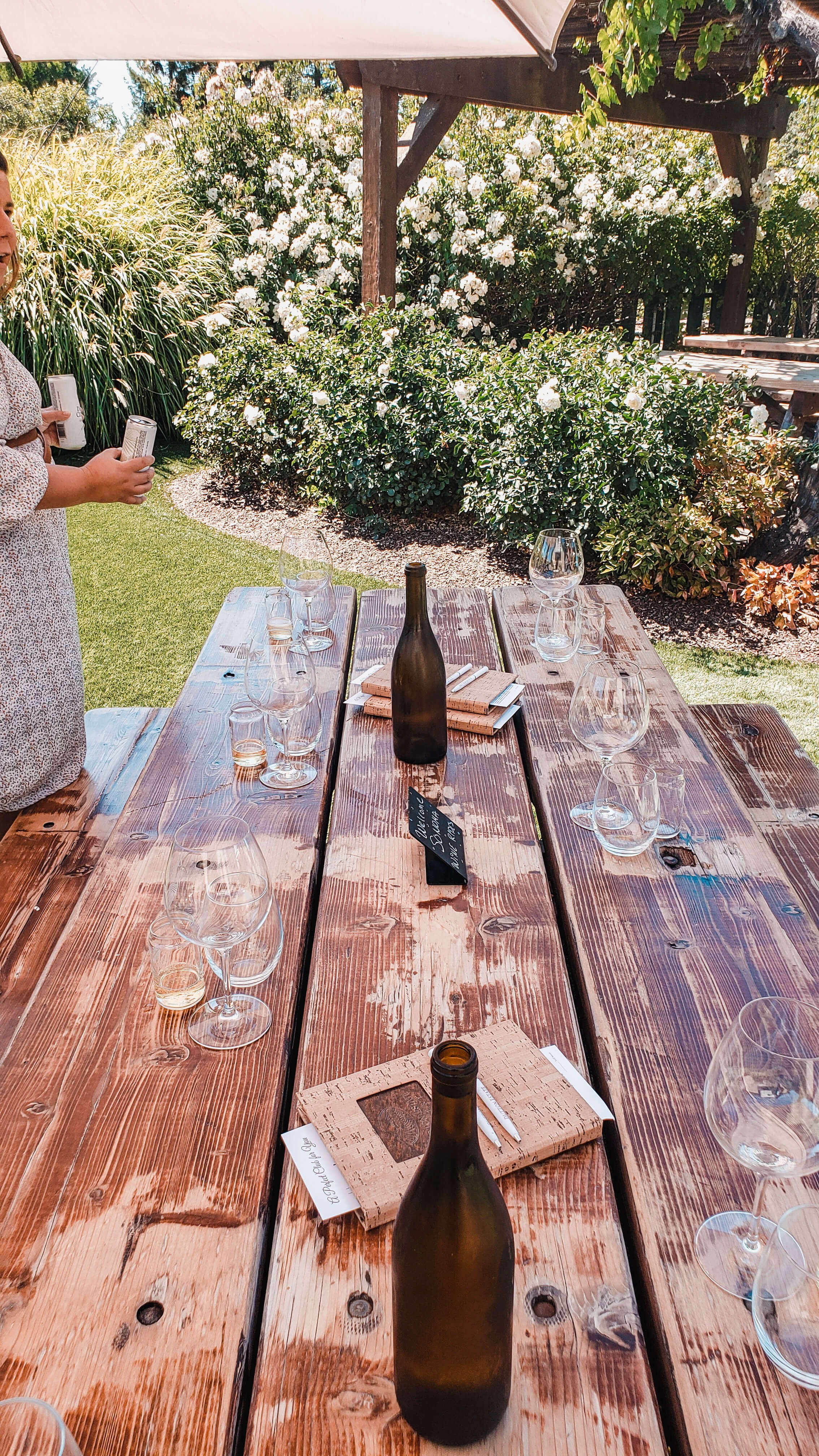 Wine tasting table at Dutton Estates in Sonoma County