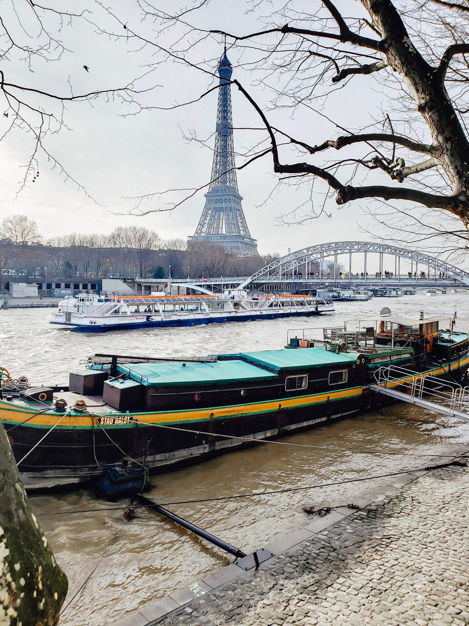 Boats on the Seine River in Paris