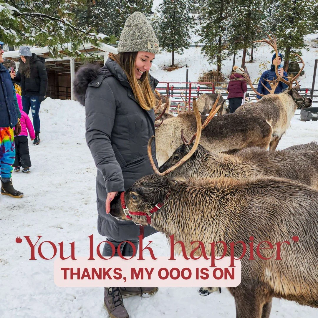 Taking a break from planning your next adventure to wish you the coziest, most restorative holiday season. May your days be filled with magic moments like this - whether that's feeding reindeer in the snow or simply having your OOO turned on.

Howeve