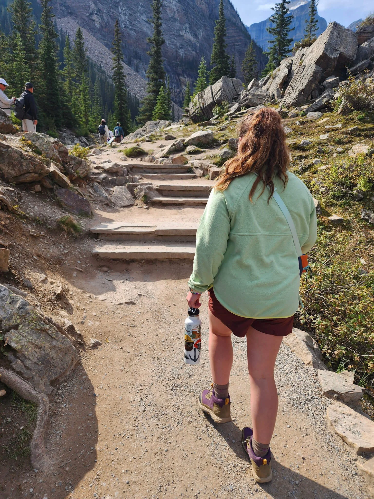 Walking up Rockpile Trail at Moraine Lake