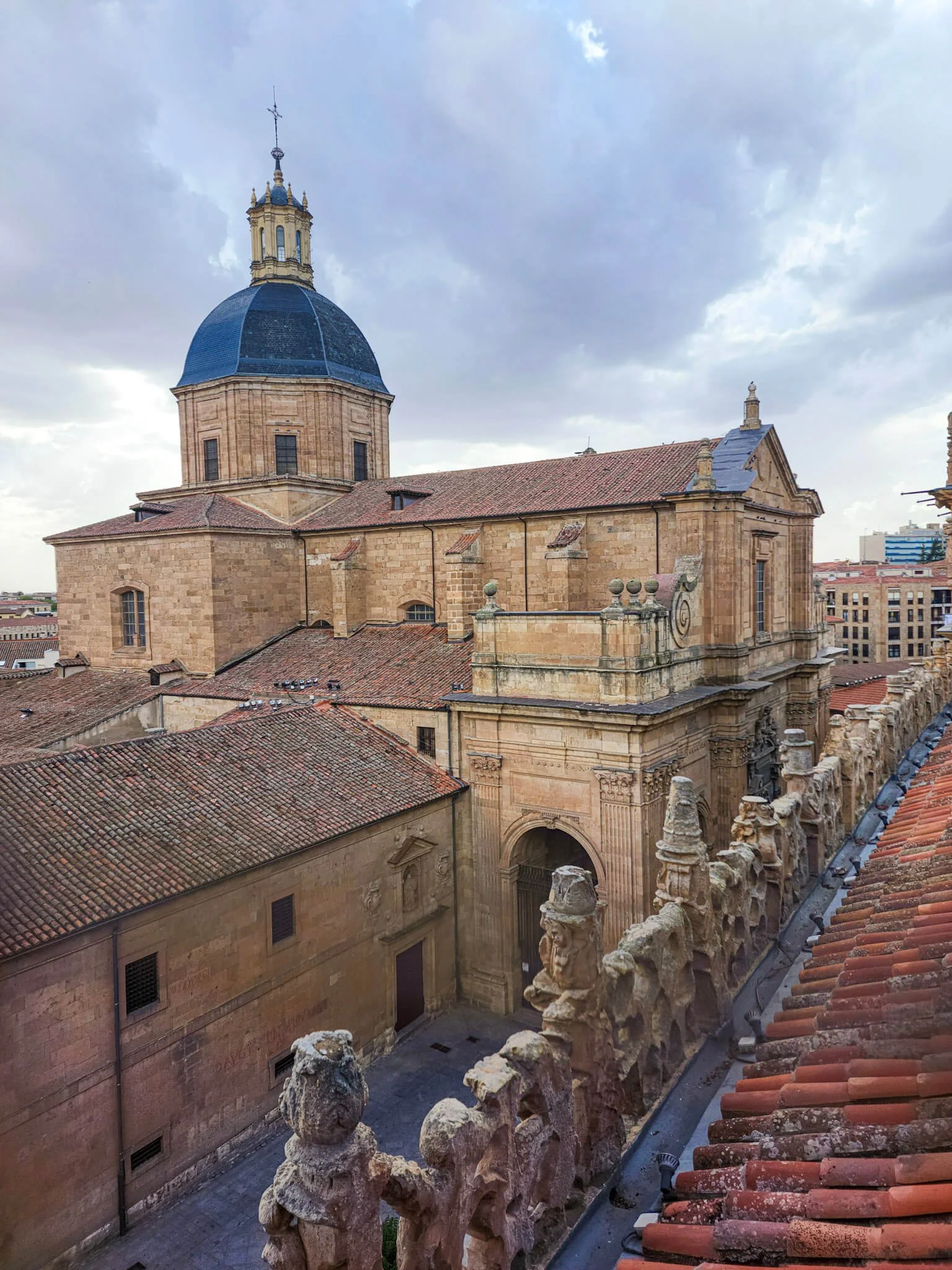 View of the cathedral dome in Salamanca, Spain.