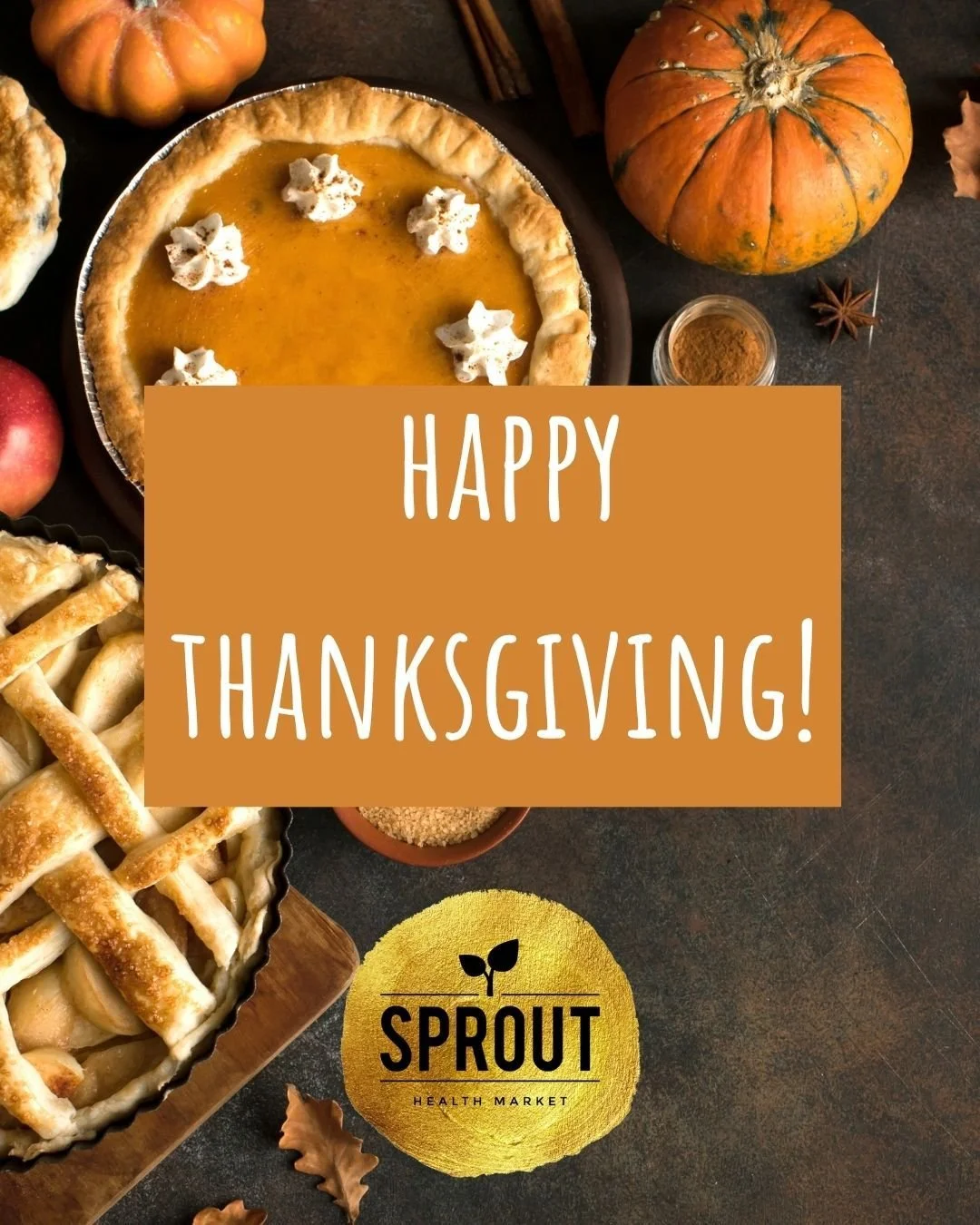 🍂🌱 Happy Thanksgiving from all of us at Sprout Health Market!

We&rsquo;re feeling extra thankful today for our amazing customers and community, you&rsquo;re the reason we love what we do every single day 🌱

Open today with reduced hours: 11AM &nd