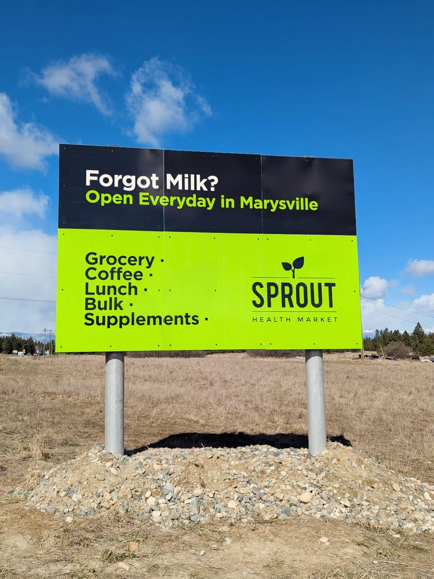PSA: Sprout is here to save you from another dry cereal morning 🥣✨🤗🙌

We are now taking up real estate on the highway folks!!! We have a billboard 🤩

#forgotmilk
#dreamsdocometrue 
#healthmarket
#smallbusiness
#visitkimberley