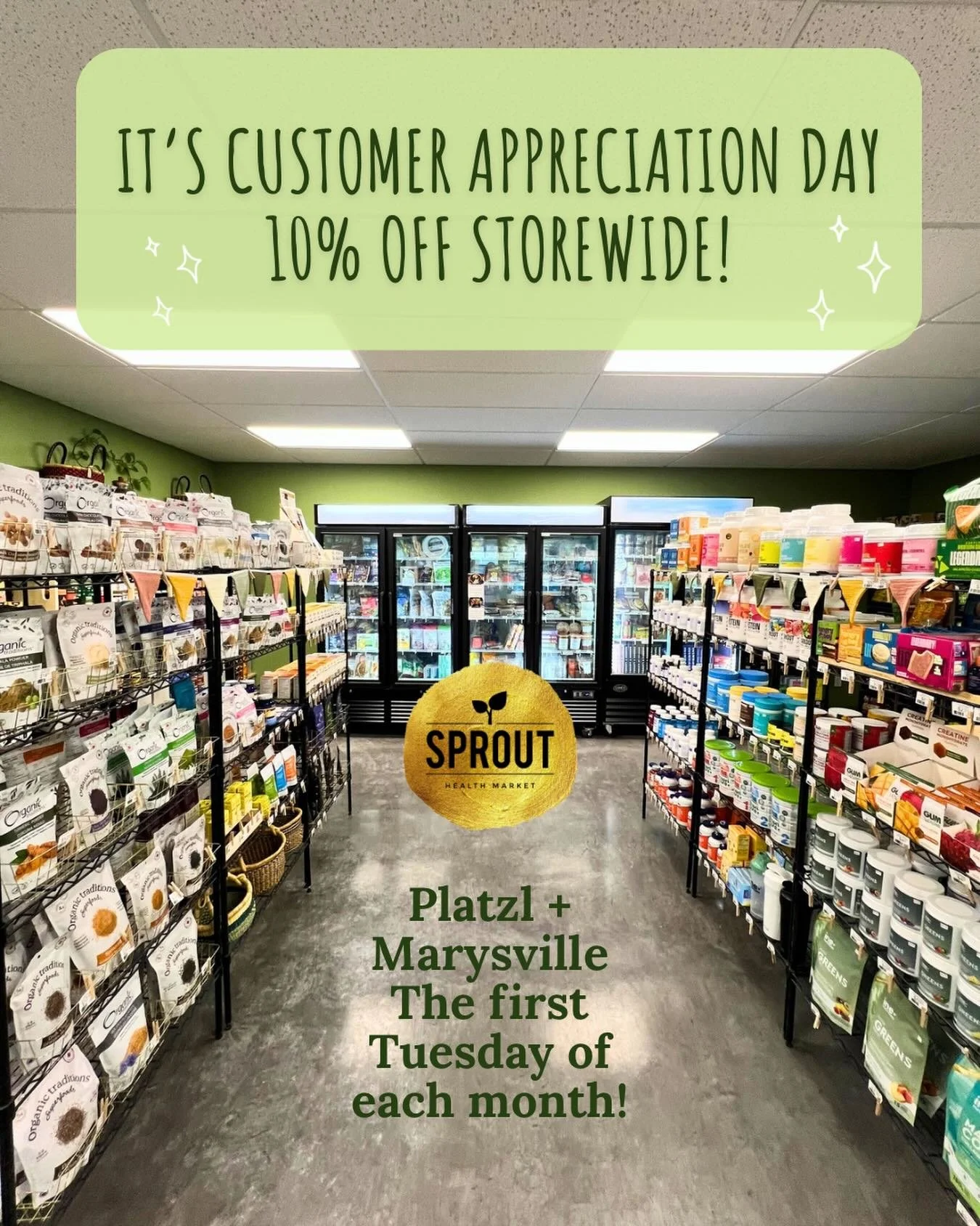 Today (Tuesday, April 7th) enjoy 10% OFF everything in store at both our Platzl + Marysville locations 🙌

First Tuesday of every month = a little thank you from us to you 🫶 Swing by, stock up and say hello!

#KimberleyBC
#MarysvilleBC
#CustomerAppr