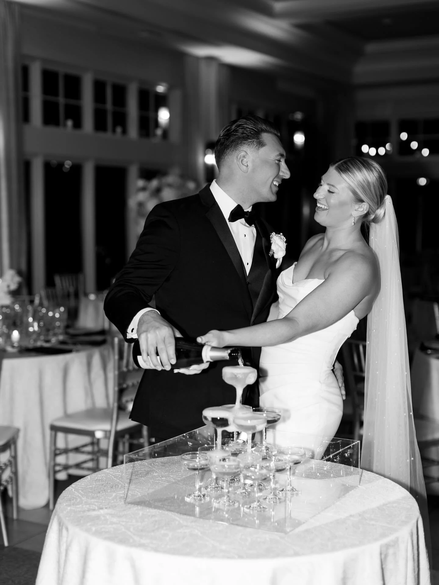 Champagne towers- always a yes in my book 🥂

Couple: @carlyn__sal @cj.s112
Photo: @jenmarvelphoto
Venue: @thelakehouseitc
Makeup: @abeautybyamanda
Hair: @kristenfinnamore
Florist: @eves_garden_floraldesign
Dress: @castlecouture
DJ: @djexpressnj
Cake