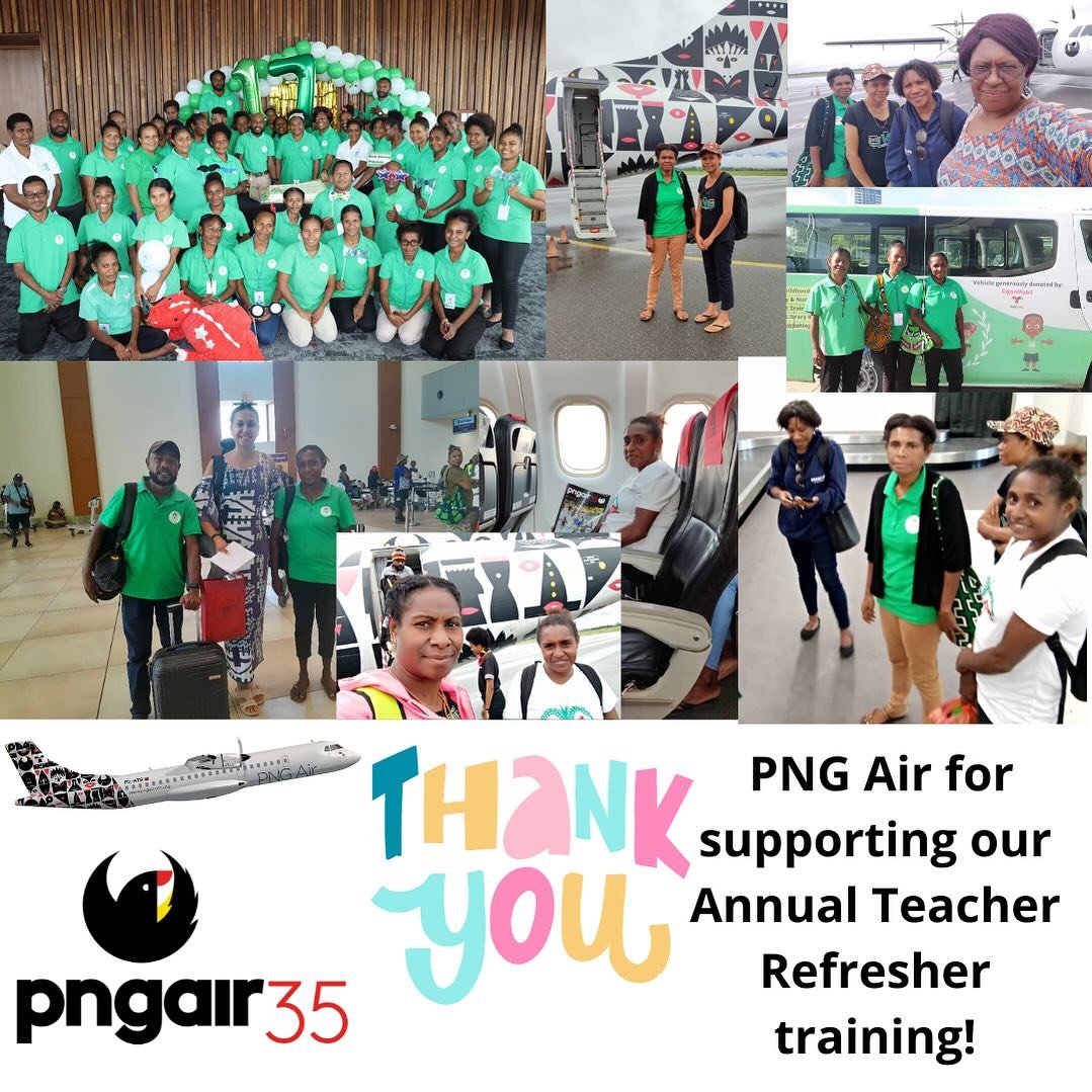 A great thank you to our partners @pngair for supporting our Annual Teacher Training. 7 of our teachers from Lae and 4 from Goroka were able to travel to attend the training last week. They are now back at the Library Learning Centres fully inspired 