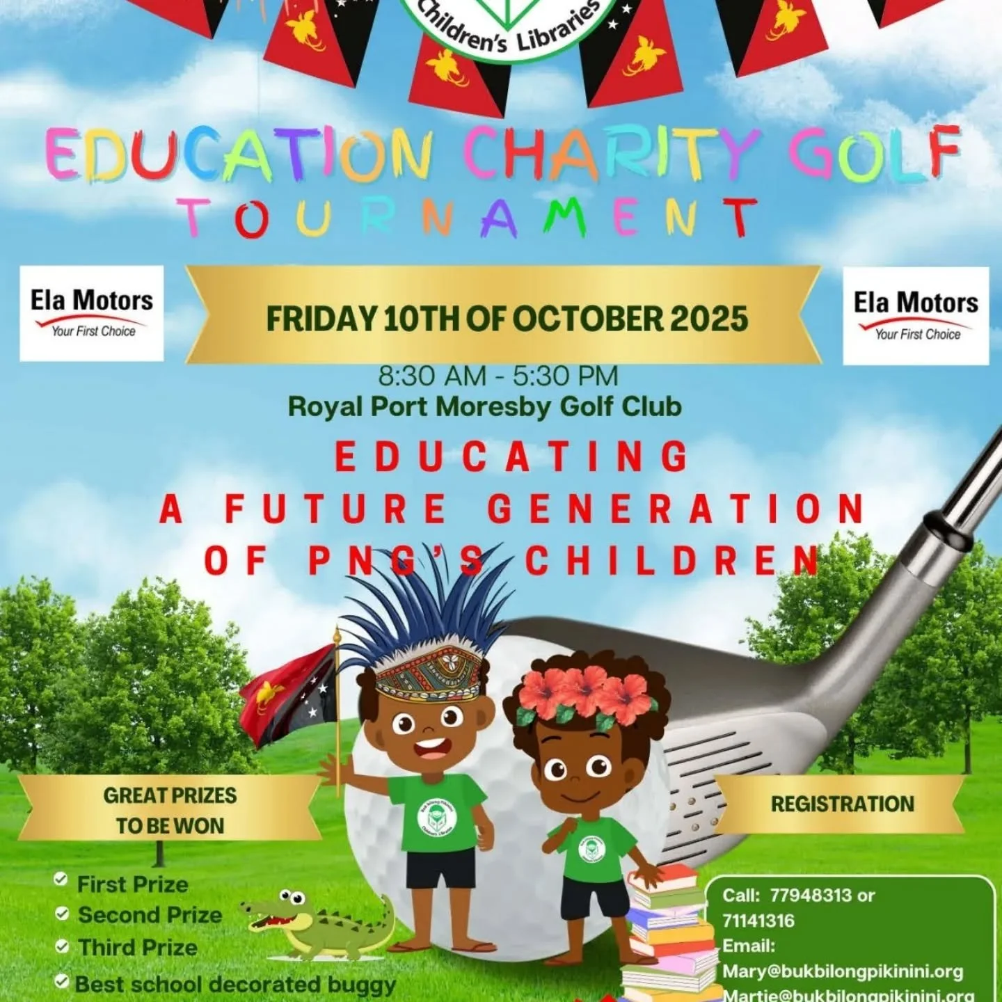 Tee Off for a Cause &ndash; Join the Education Charity Golf Tournament! ⛳️

Buk bilong Pikinini is proud to host the Education Charity Golf Tournament with the inspiring goal of educating a future generation of PNG&rsquo;s children! 🇵🇬📚

📅 Friday
