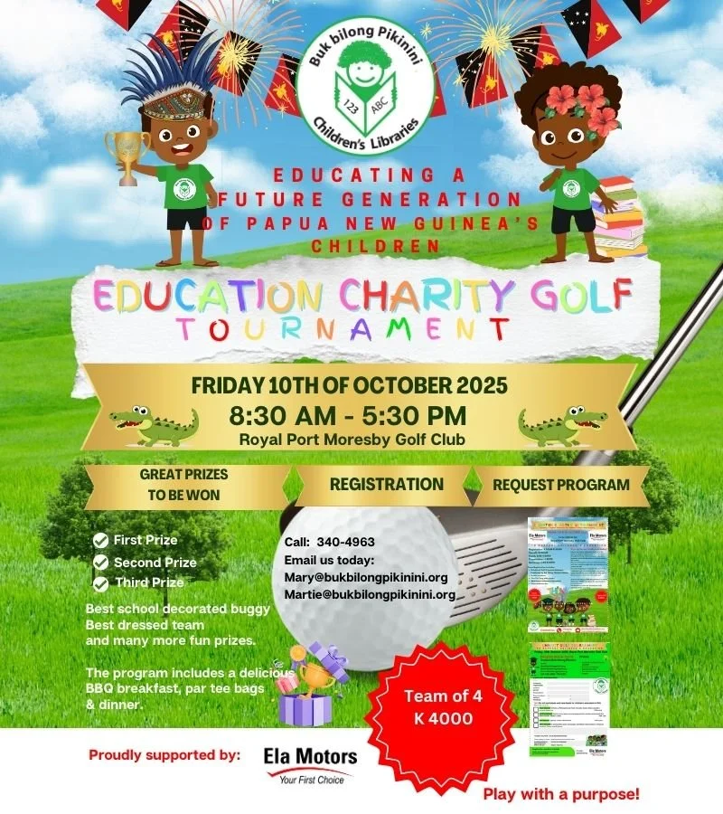 Tee Off for a Cause &ndash; Join the Education Charity Golf Tournament! ⛳️

Buk bilong Pikinini is proud to host the Education Charity Golf Tournament with the inspiring goal of educating a future generation of PNG&rsquo;s children! 🇵🇬📚

📅 Friday