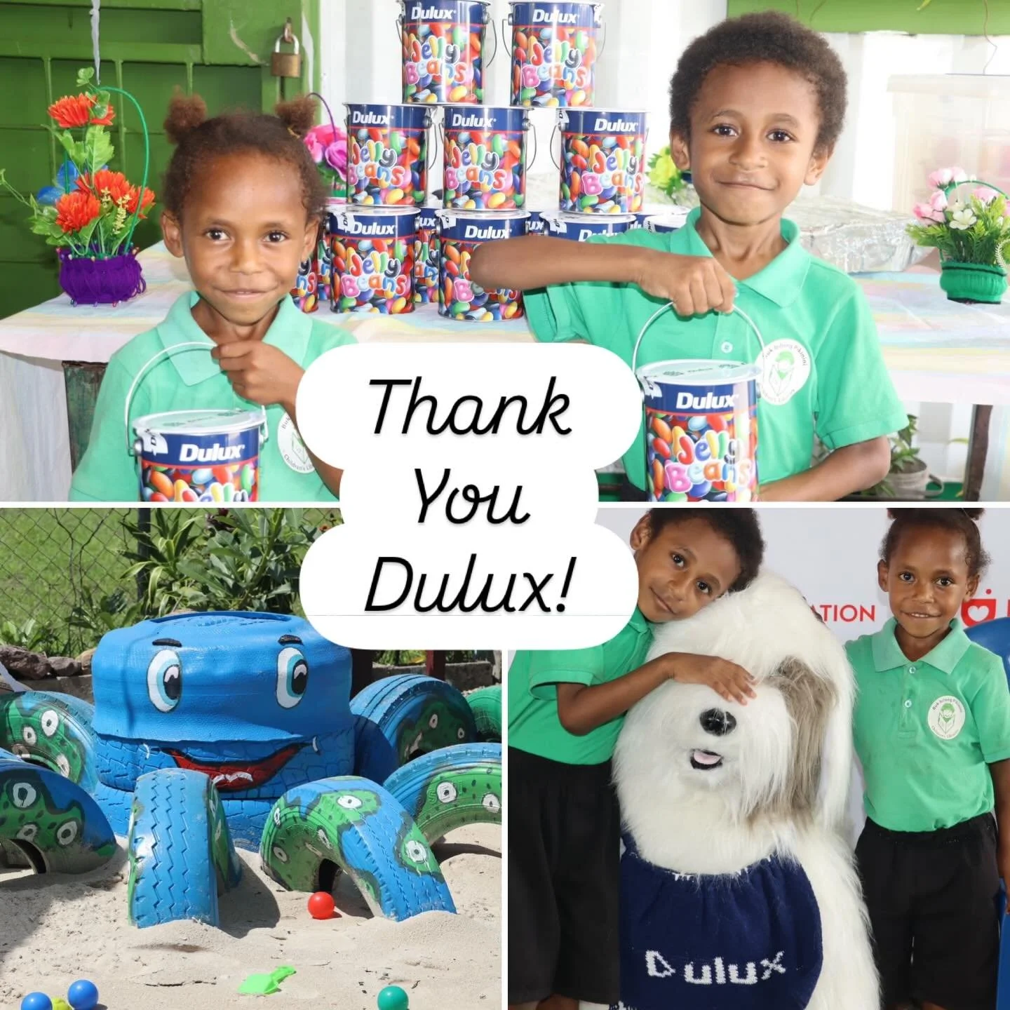 🌈💚A great big colourful thank you to DuluxGroup PNG! Buk bilong Pikinini (BbP) is excited to share the success of our very first playground project at our 9 mile Library Learning Centre in Port Moresby &mdash; a bright, joyful and imaginative space