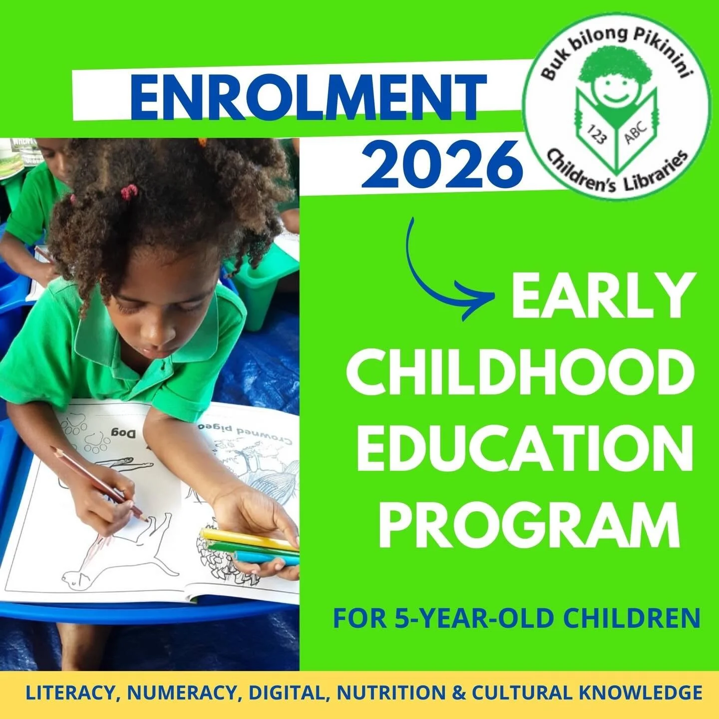 Please see our enrolment notice for 2026! We will be welcoming parents and caregivers to enrol 5-year-old children into our free Early Childhood Education program from January 19th 2026. All enrolment takes place at our Library Learning Centres and w