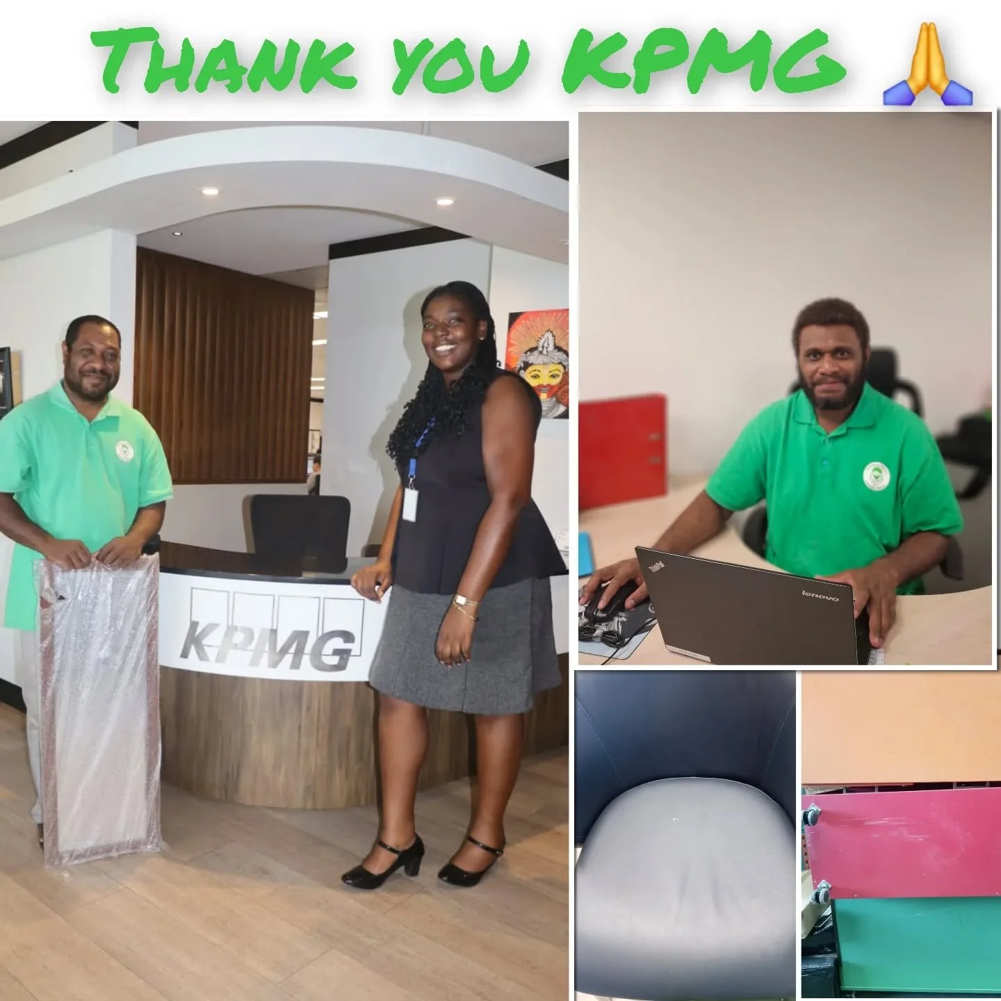Thank you to KPMG PNG for generously donating cabinets and office chairs, and a mirror to support our Libraries and Head Office in Port Moresby 📚✨

These practical and much-needed furnishings will help create a more organised, comfortable, and welco