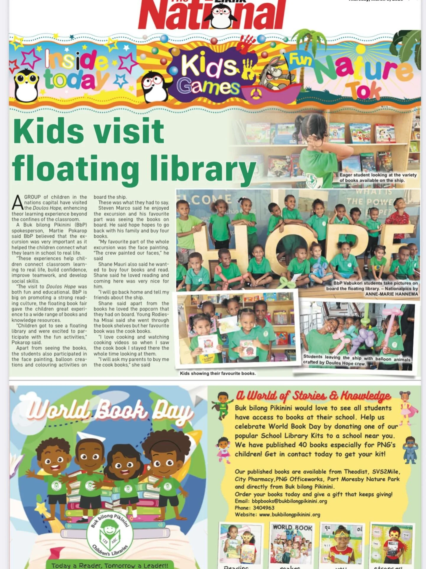 A great thank you to our partners at The National newspaper for featuring Buk bilong Pikinini children on the cover of the Liklik National! We love it! 🥰🙏🏼#bukbilongpikinini #likliknational #thenationalnewspaperpng #papuanewguinea #thankyou❤️