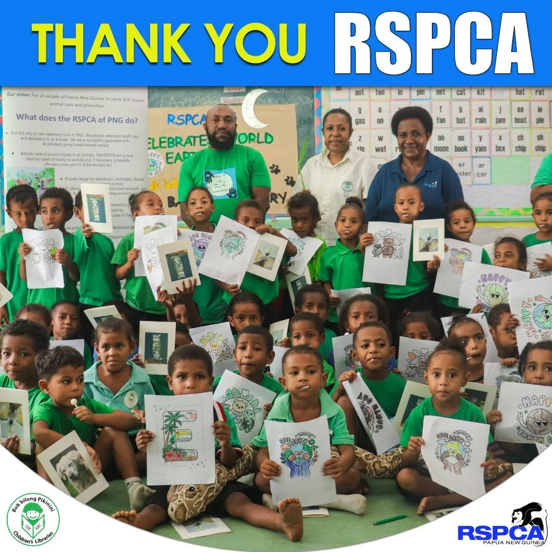 🌍 Love our Earth, Care for our Animals! 🐾
Today was a truly special day at our Baruni Library Learning Centre (LLC) as we held a vibrant pre-celebration for World Earth Day!
We host once again, our wonderful partners from RSPCA Papua New Guinea, wh