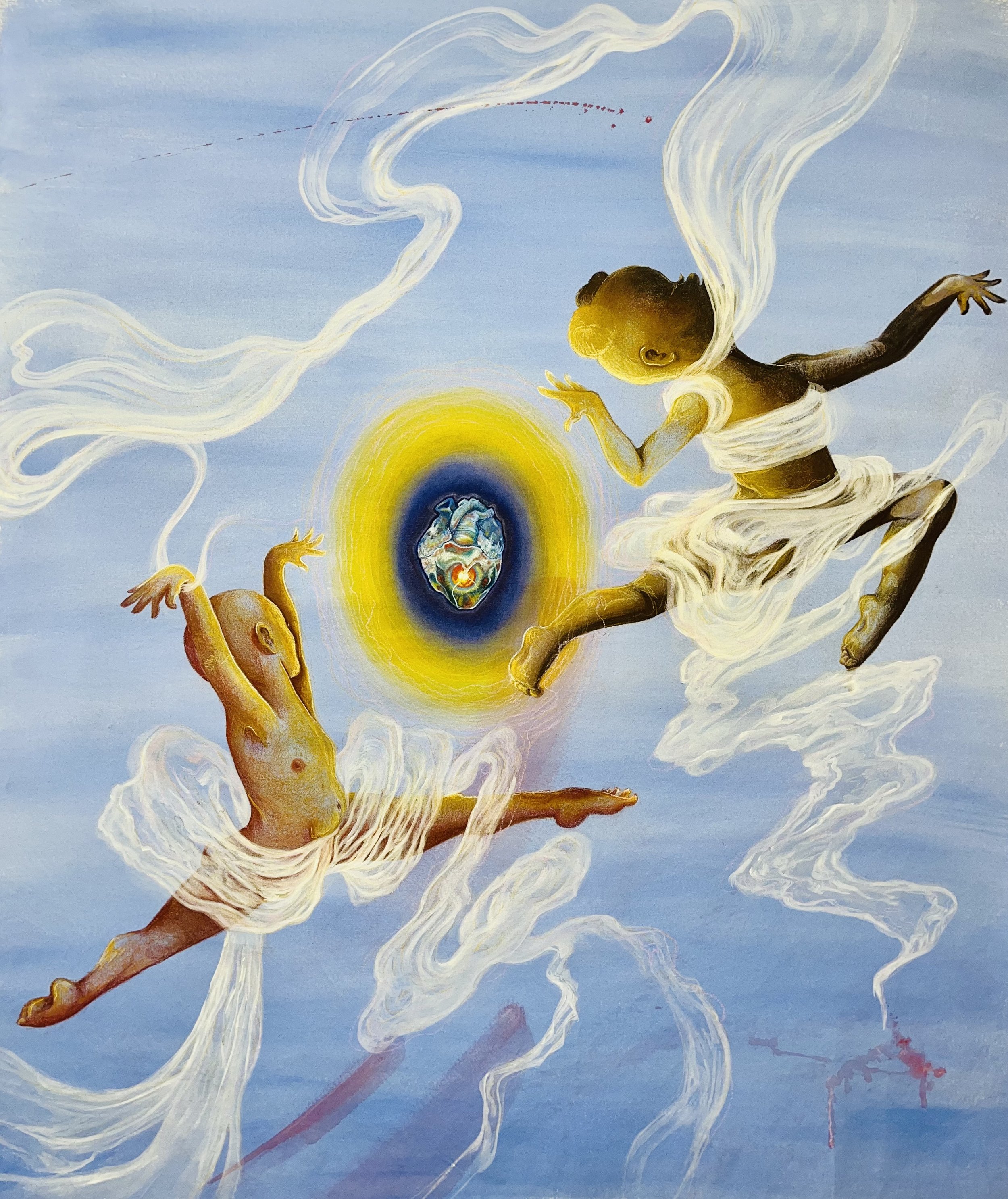 War of Hearts, 2025. Oil & pastel pencil on canvas. 44x55in. Inquire for pricing