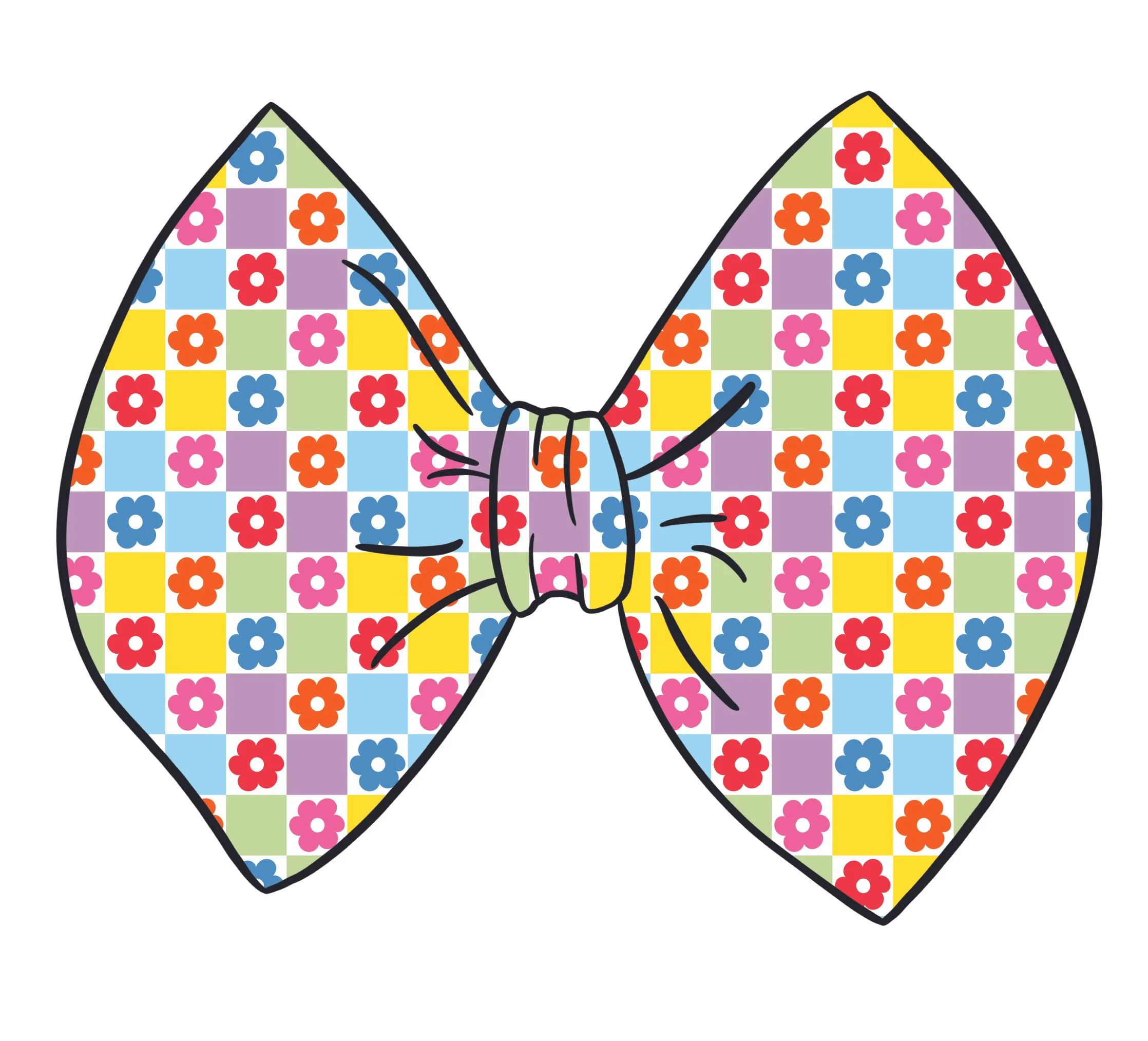 Bright Rainbow Floral Check