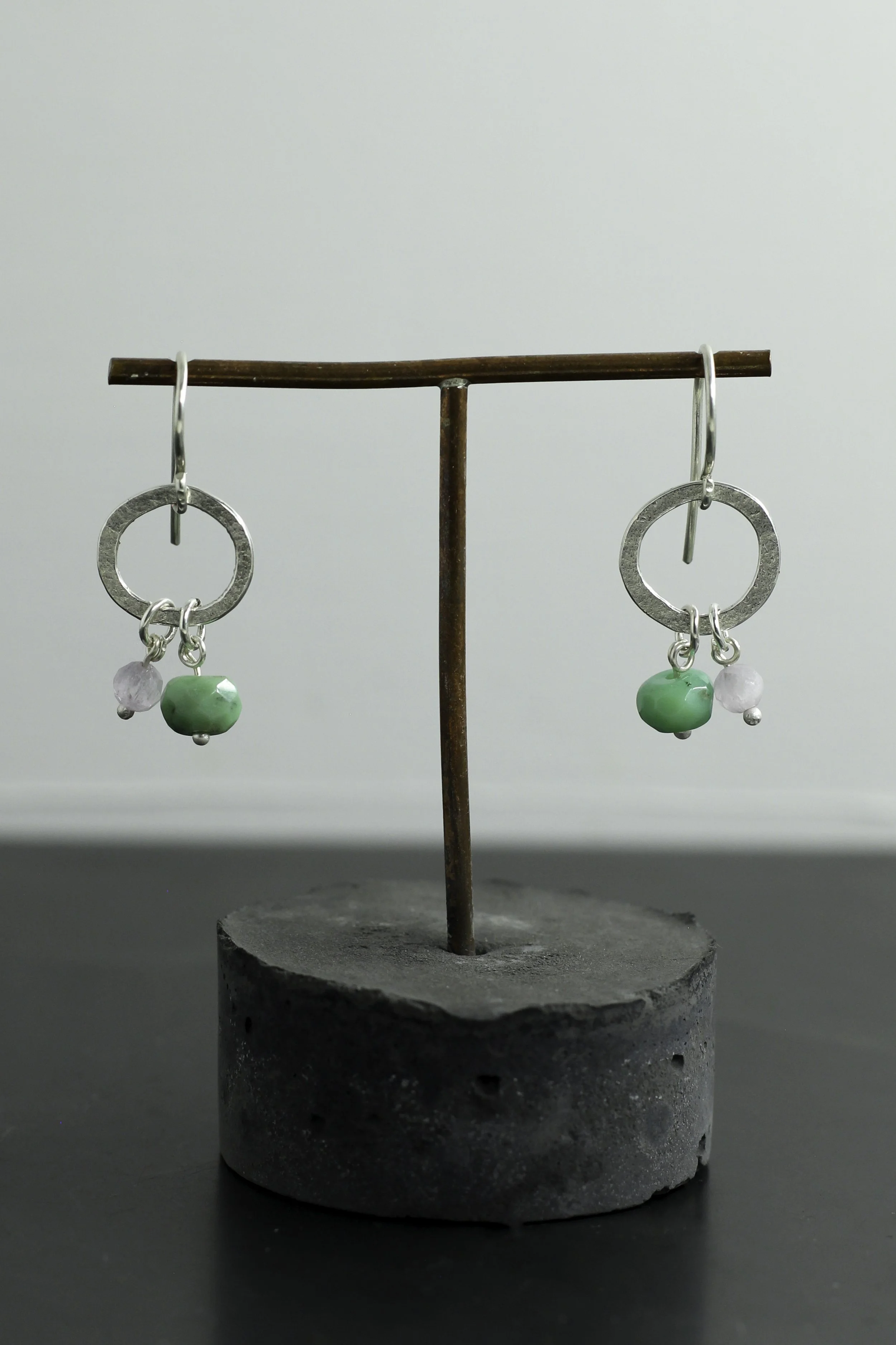 Ezili petite with Kunzite and Green Opal