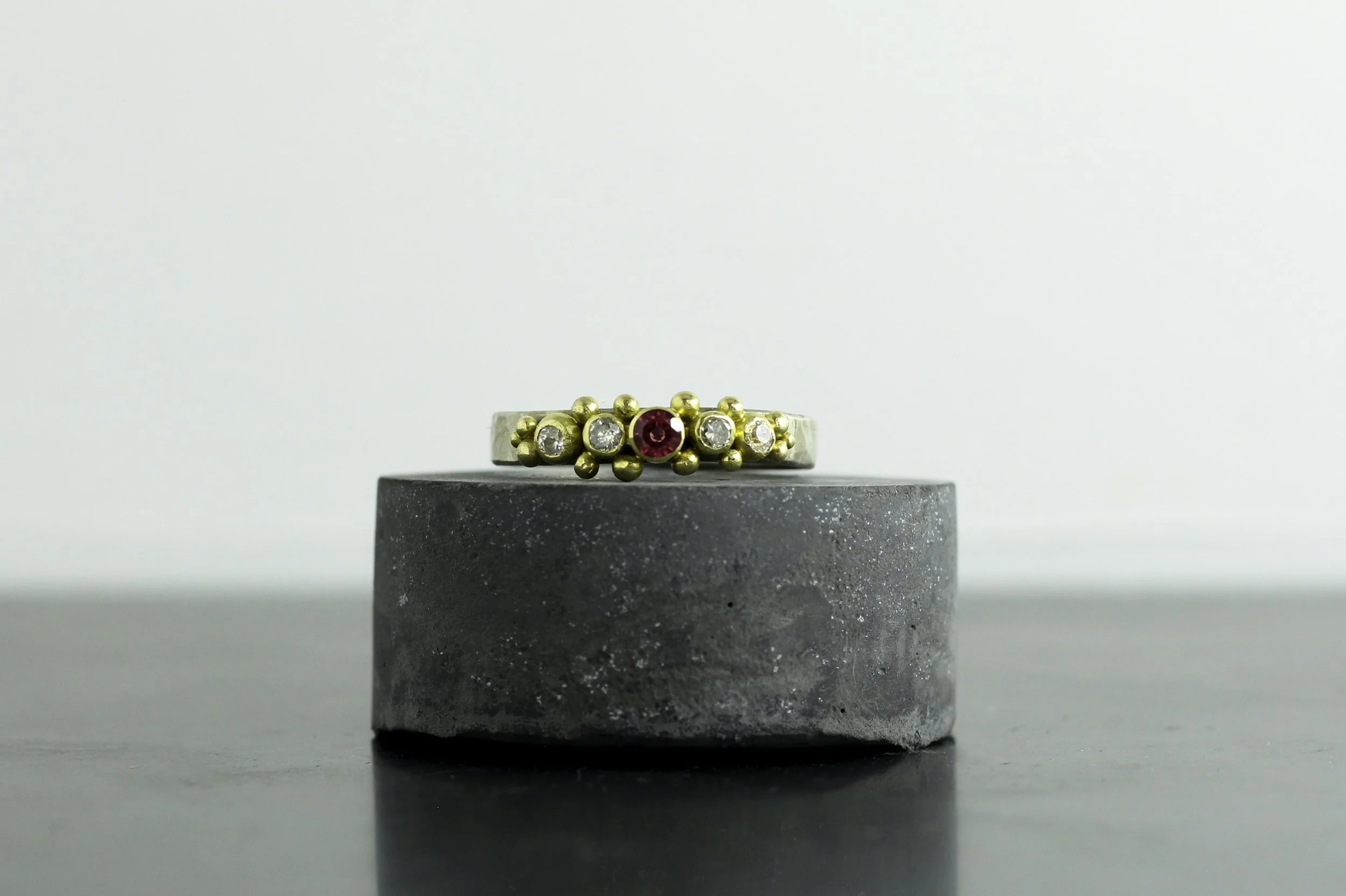 Pink Spinel, Diamond and 18ct Yellow and White Gold Ring