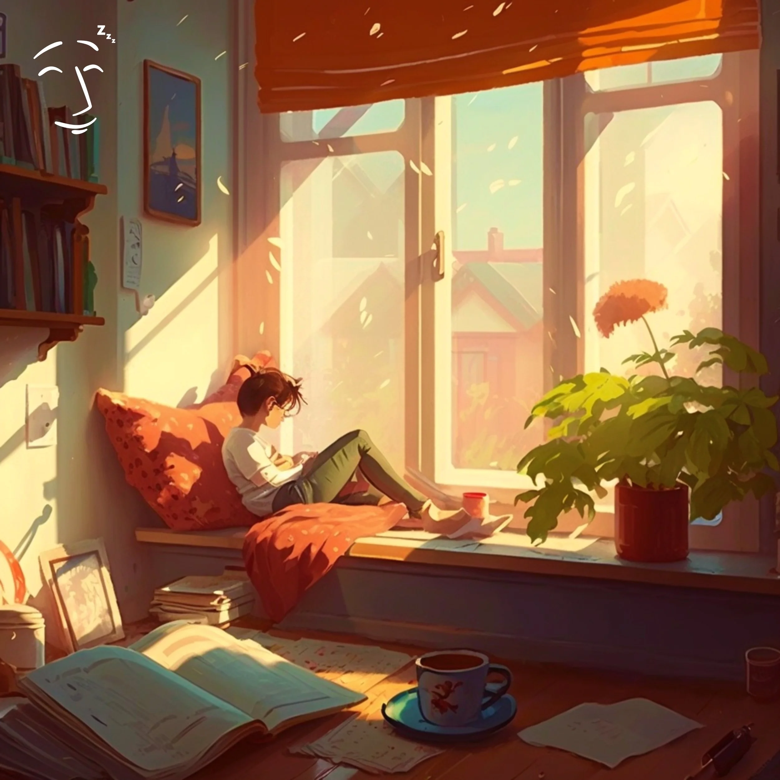 Lazy afternoon. A lazy afternoon. the man in the shadow snooze.