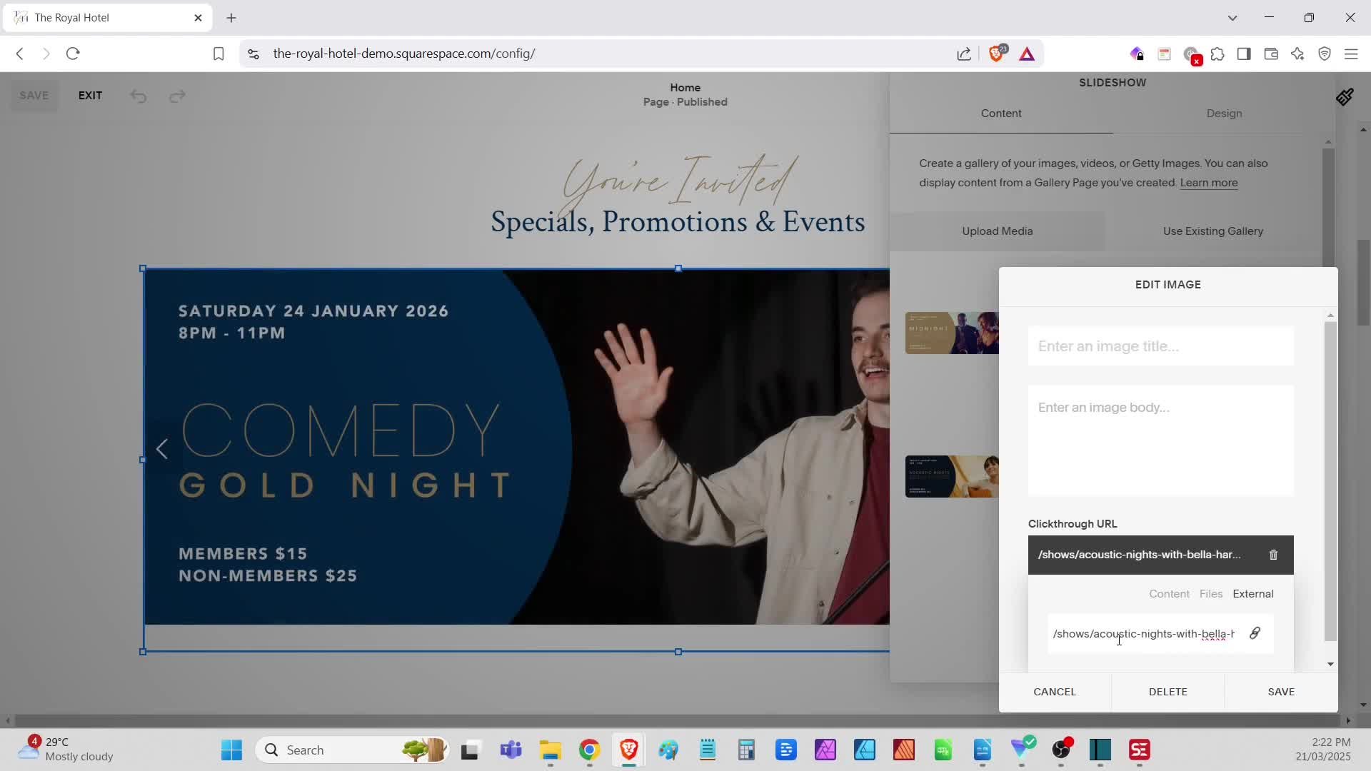 Updating a Promotional Banner in a Carousel or Gallery