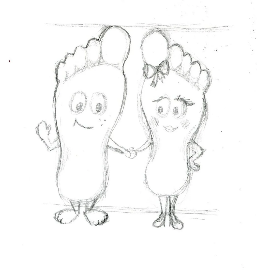The Carbon Footprints - Sketch of the main characters, Colin and Cordelia.