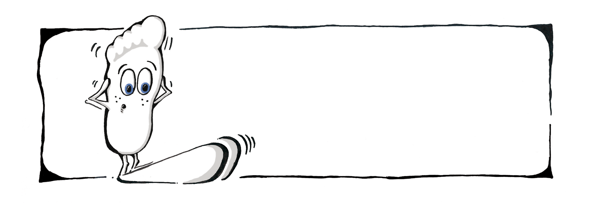 The Carbon Footprints - Full page with text space, simple line drawing with spot colouring.