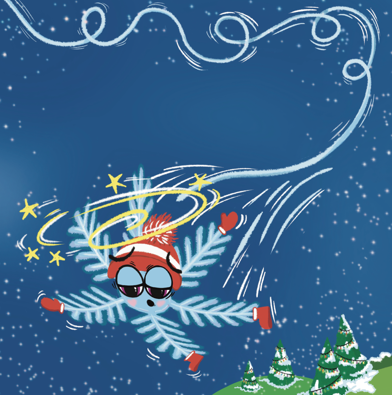 FiFi Flurry - Full page illustration, with text space.
