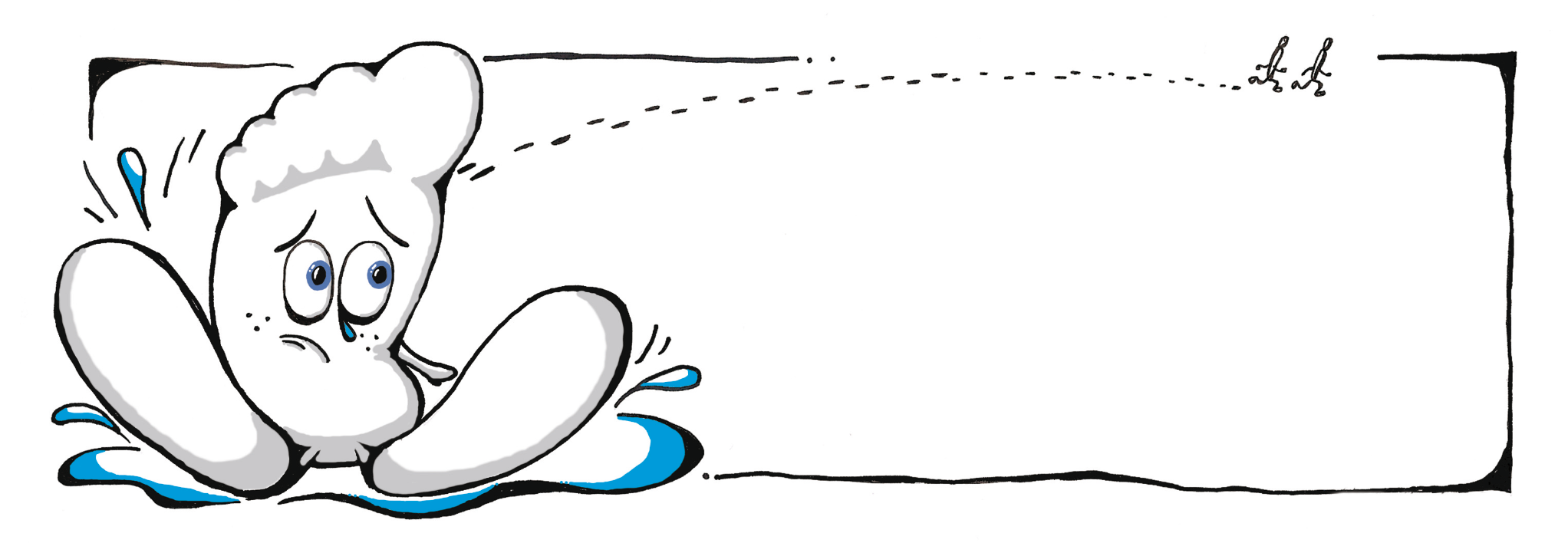 The Carbon Footprints - simple line drawing with spot colouring, added digitally. Full page with text space.