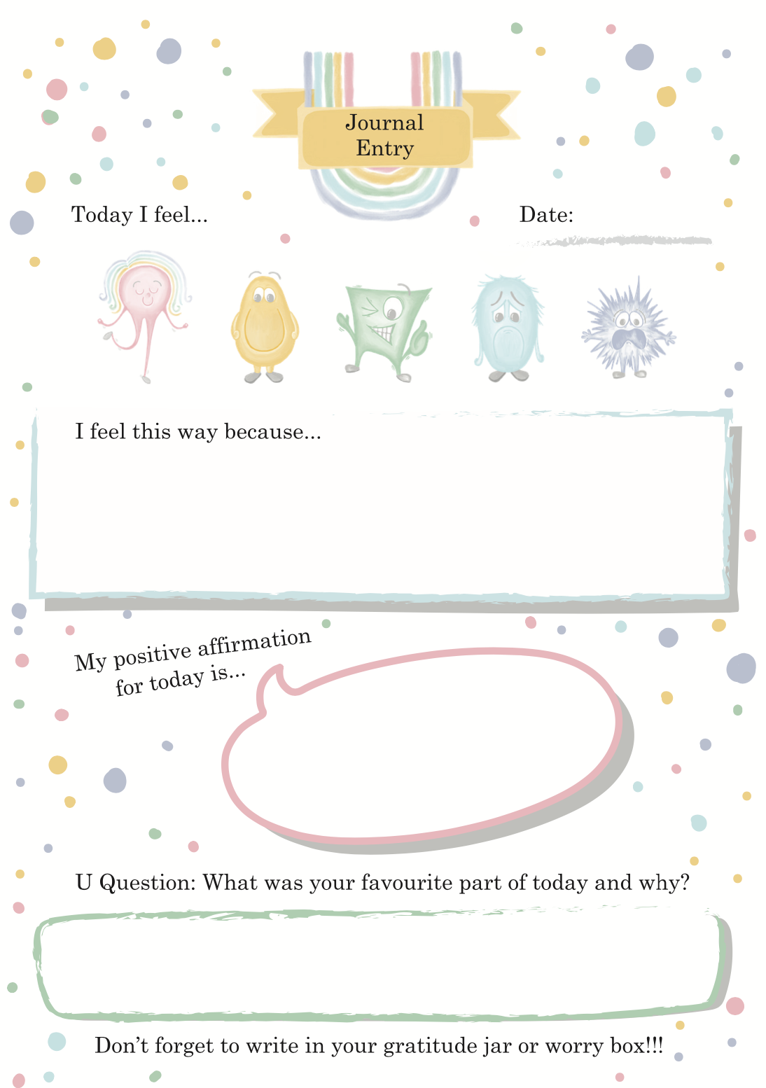 Mindfulness Journal for Kids - Journaling page design