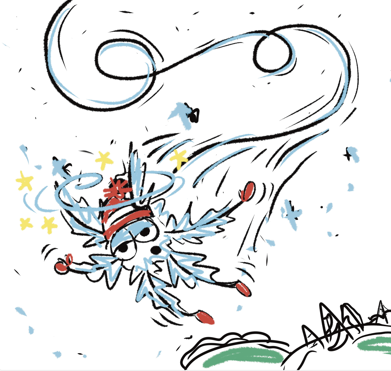 FiFi Flurry - Storyboard sketch of the next image, showing the general layout.