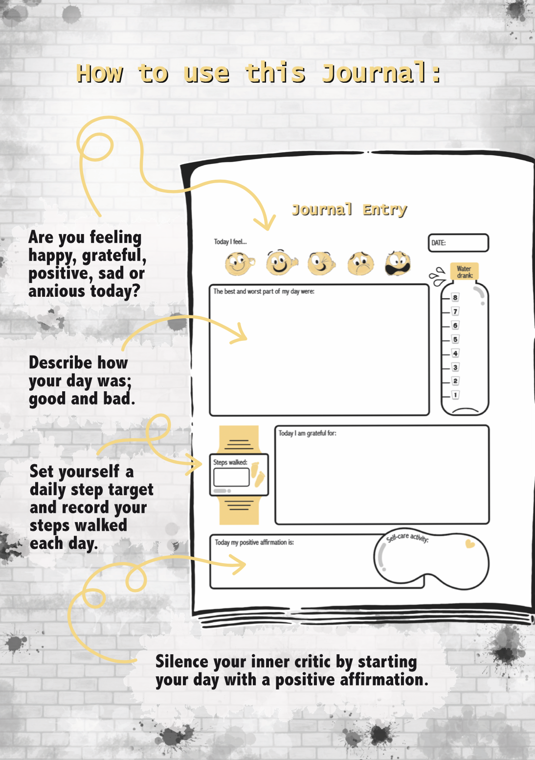 Mindfulness Journal for Tweens - Part of double page spread illustration, How to use this Journal.