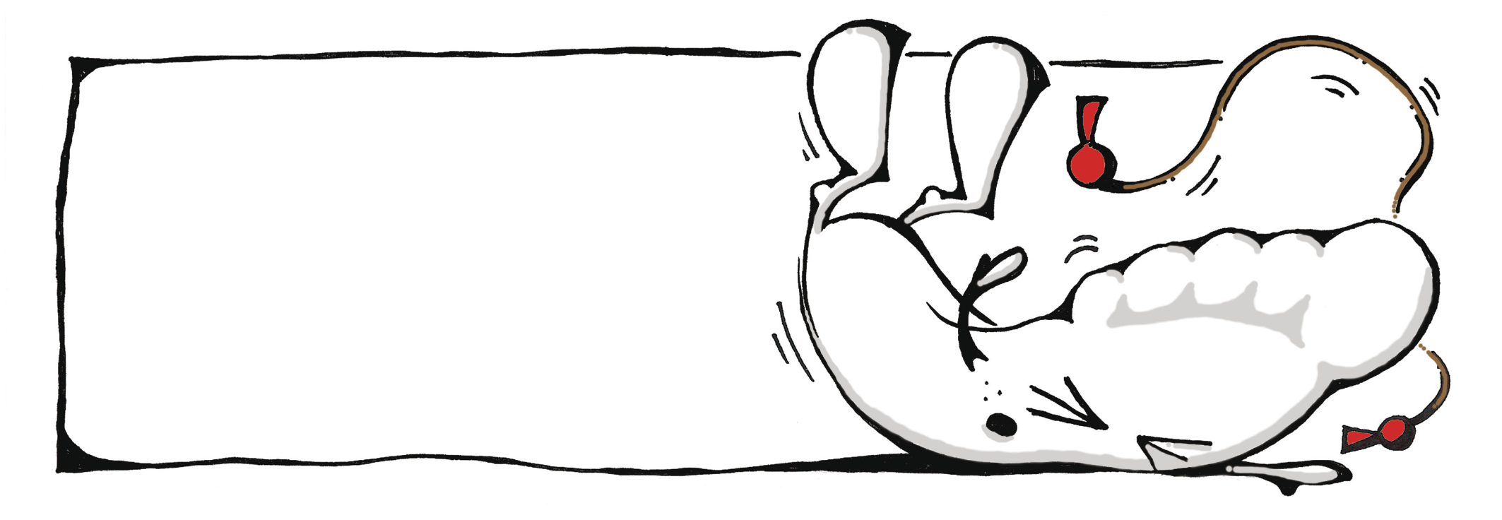 The Carbon Footprints - Full page with text space, simple line drawing with spot colouring, illustrating tripping up because of his large feet/carbon footprint.