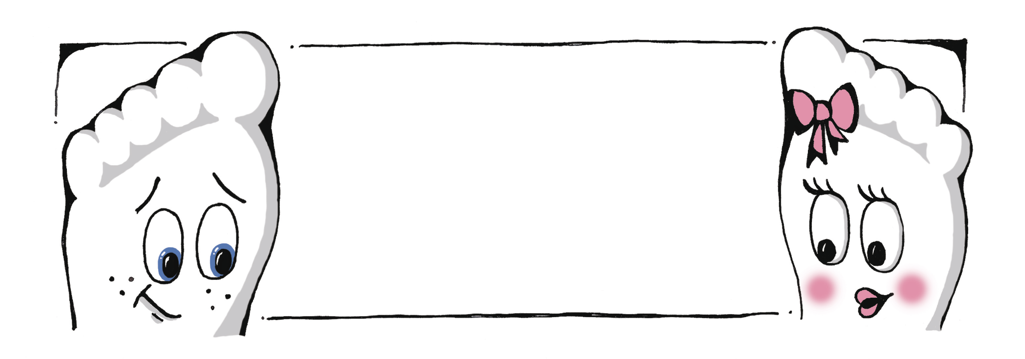 The Carbon Footprints - Full page with text space, simple line drawing with spot colouring.