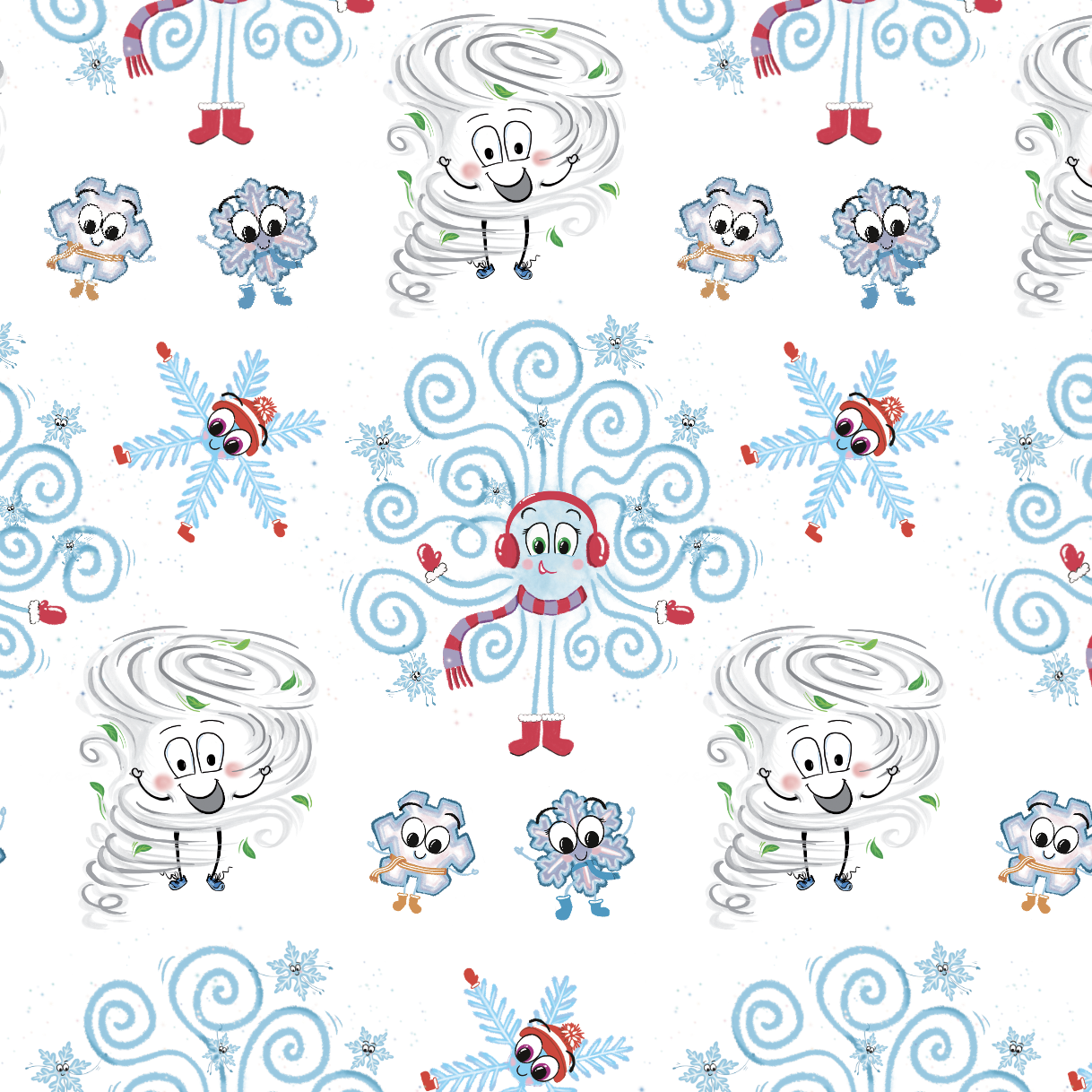 FiFi Flurry - Wallpaper design includes the main characters and the snow characters too.