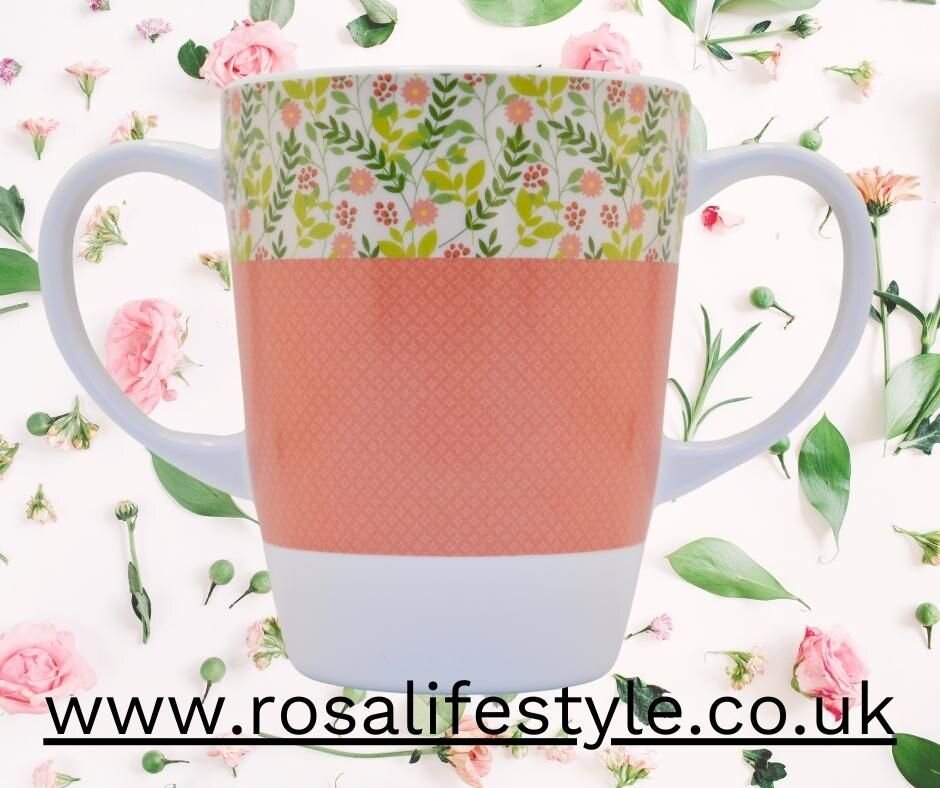Two for tea or tea for two handles
#rosalifestyle #twohandledmug #2handledmug #twohandledcupforelderly #melaminemug #lightweightmug #mobilityaid #kitchenaid #dementia #alzheimers #parkinsons #tremors #weakgrip #limitedmobility #independence #confiden