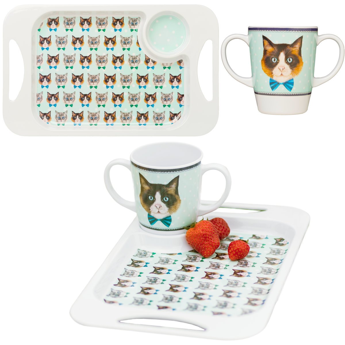 Rosa Lifestyle Mug and Tray Set - Cats