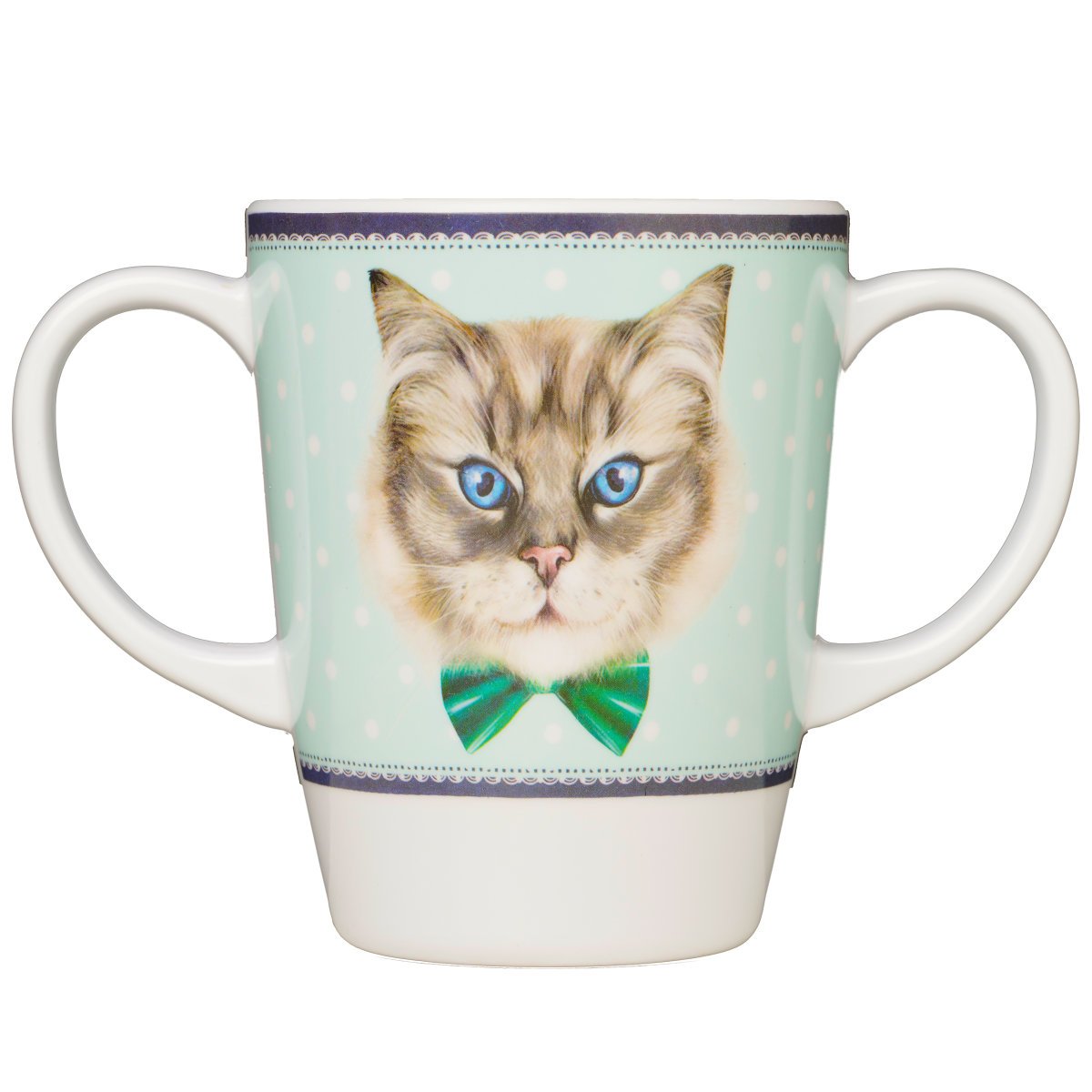 Cat design two handled mug