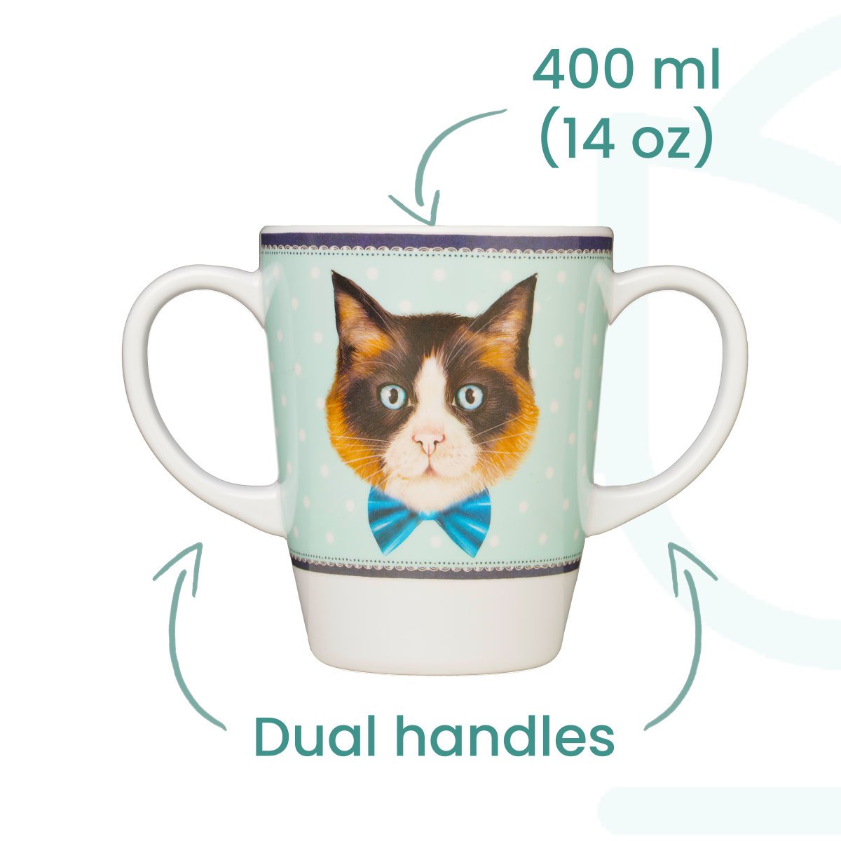 400ml cats two handled mug