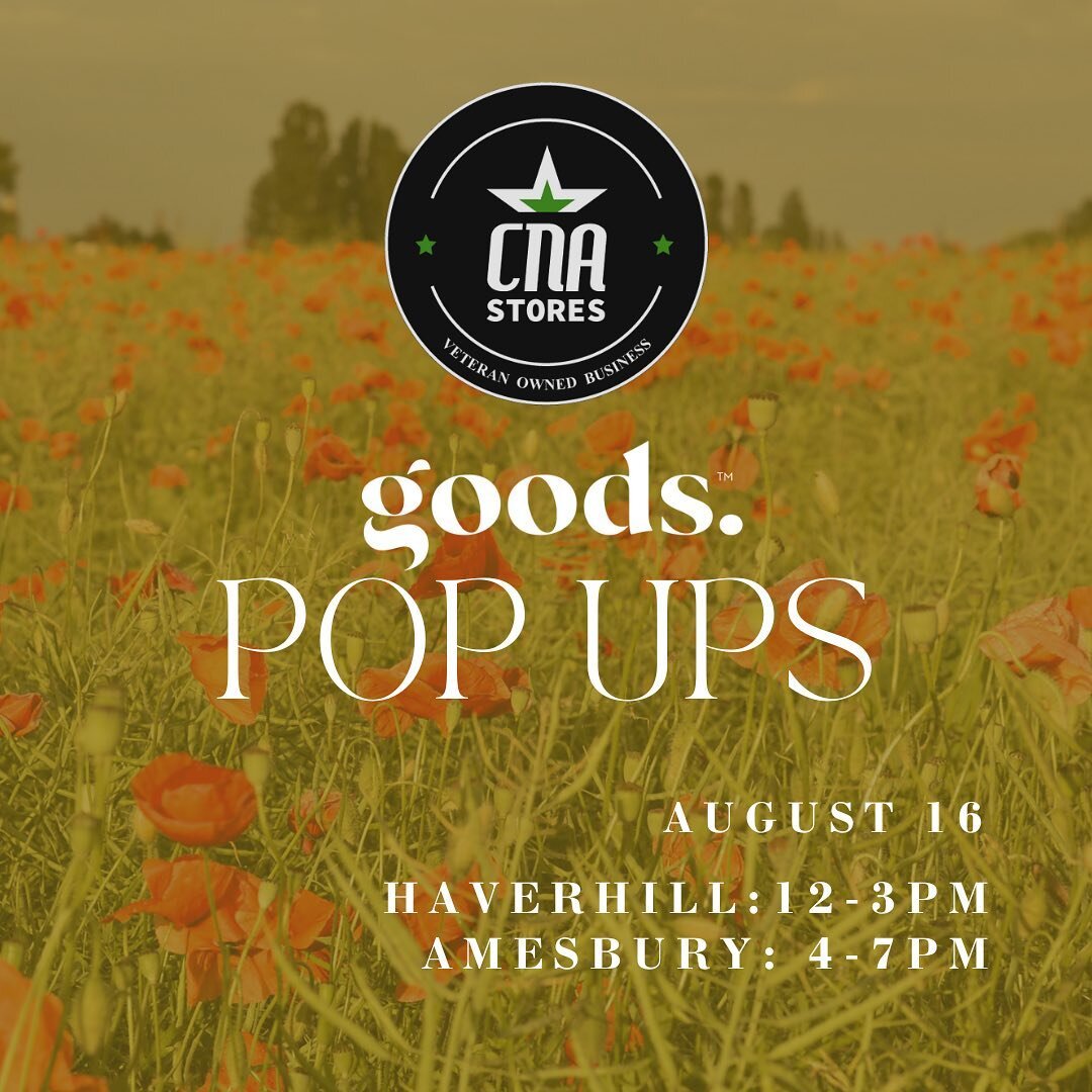 Double header pop ups tomorrow at @cnastores! ✨

Catch us in Amesbury from 12-3 and if you miss out on us there, head over to the Haverhill location from 4-7! See you tomorrow! 

#veteranowned #veteransupport #cannabis #cannabiscommunity #northshorem