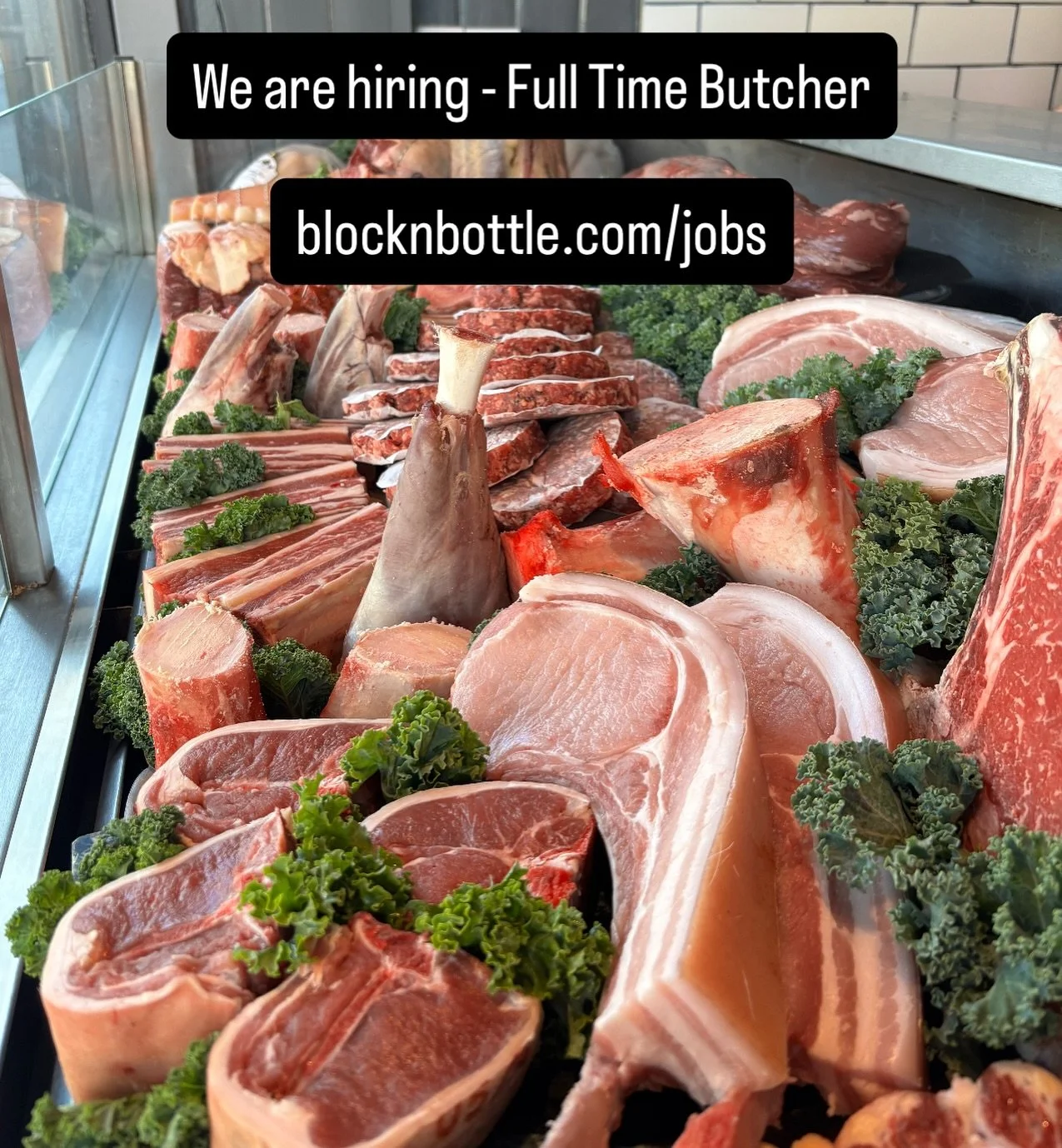 We are hiring! We are looking for a talented individual with butchery experience - either as a butcher or a chef with butcher experience, to join us full time. Check out the job description on our website at blocknbottle.com/jobs