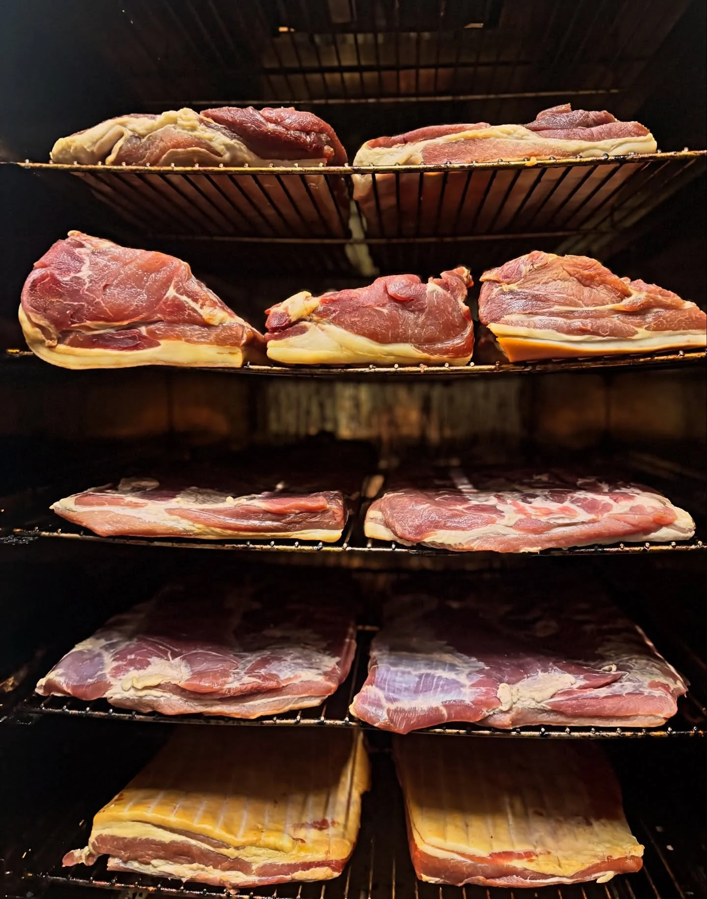 🥓 BACON 🥓 Did you know we dry cure all our bacon and smoke it on site? We make 300-400kg of bacon every week for our lovely shop customers, restaurants and cafes that we supply.