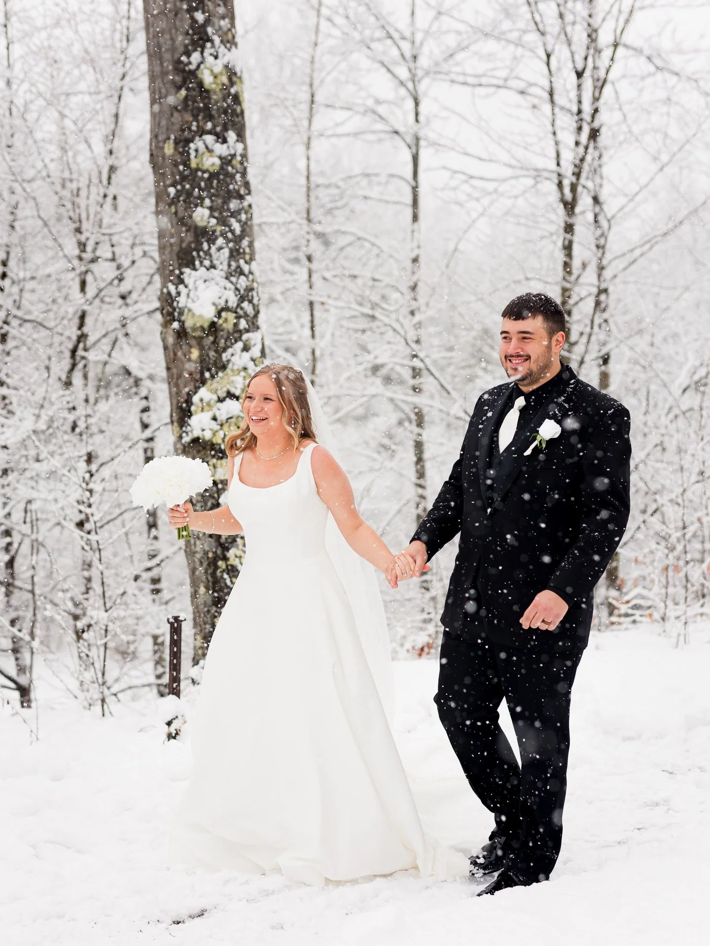 Oh my, somewhere up north tucked away we had the most PERFECT snowy elopement day for these two &mdash; @barznikki and Ethan had a vision. I&rsquo;m SO happy it came true! It was so fun photographing their day! ❄️💍 🌲 

#michiganweddingphotographer 