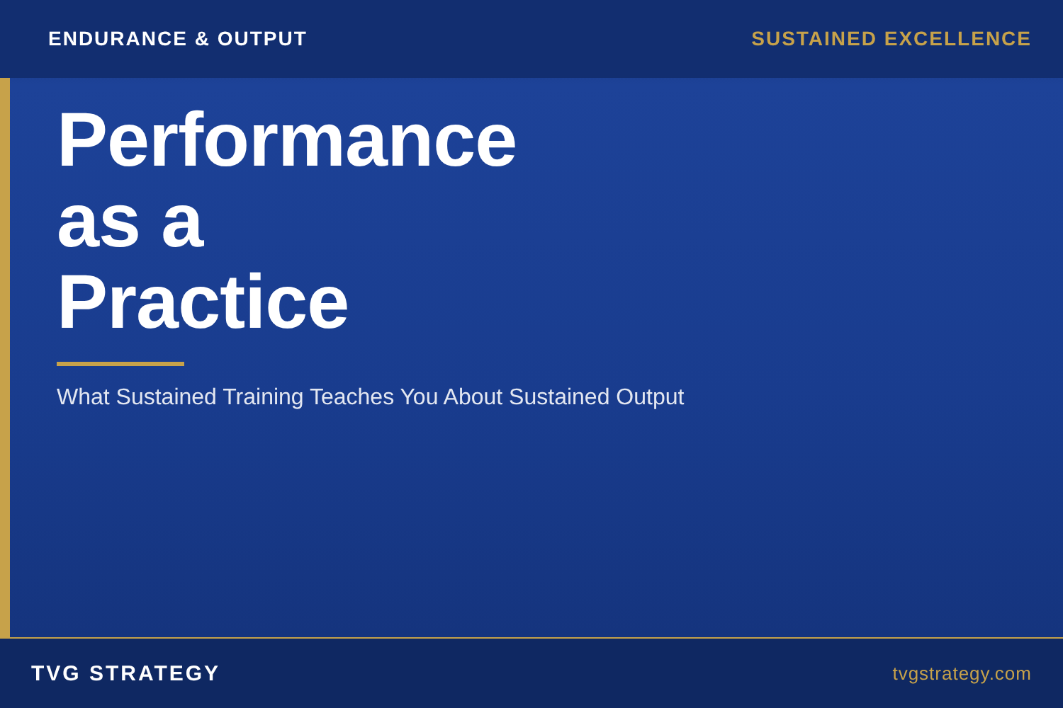 Performance as a Practice: What Sustained Training Teaches You About Sustained Output