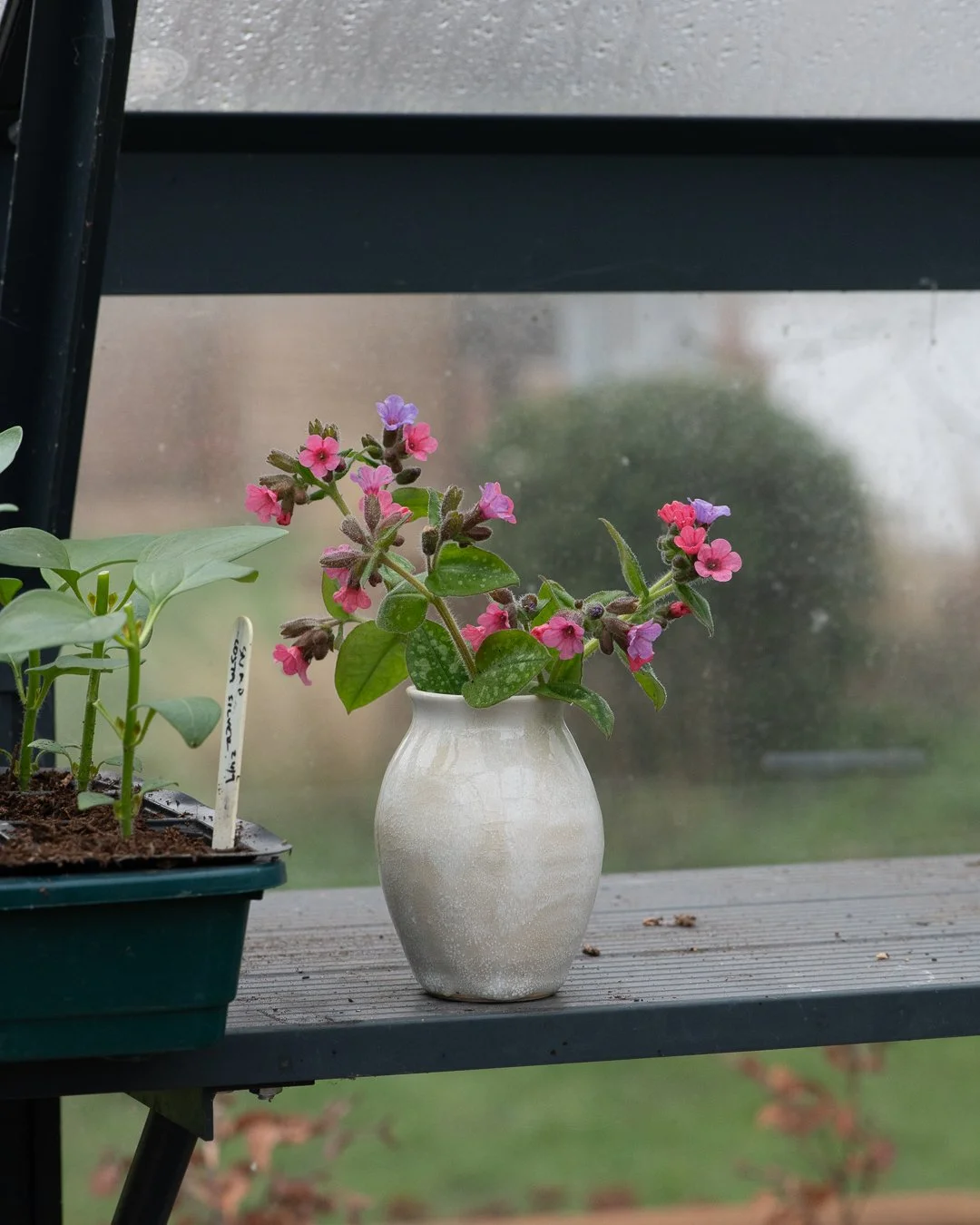 Snowfall Oval Bud Vase II