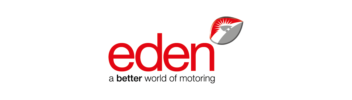 Eden logo with red text and a stylized leaf design.