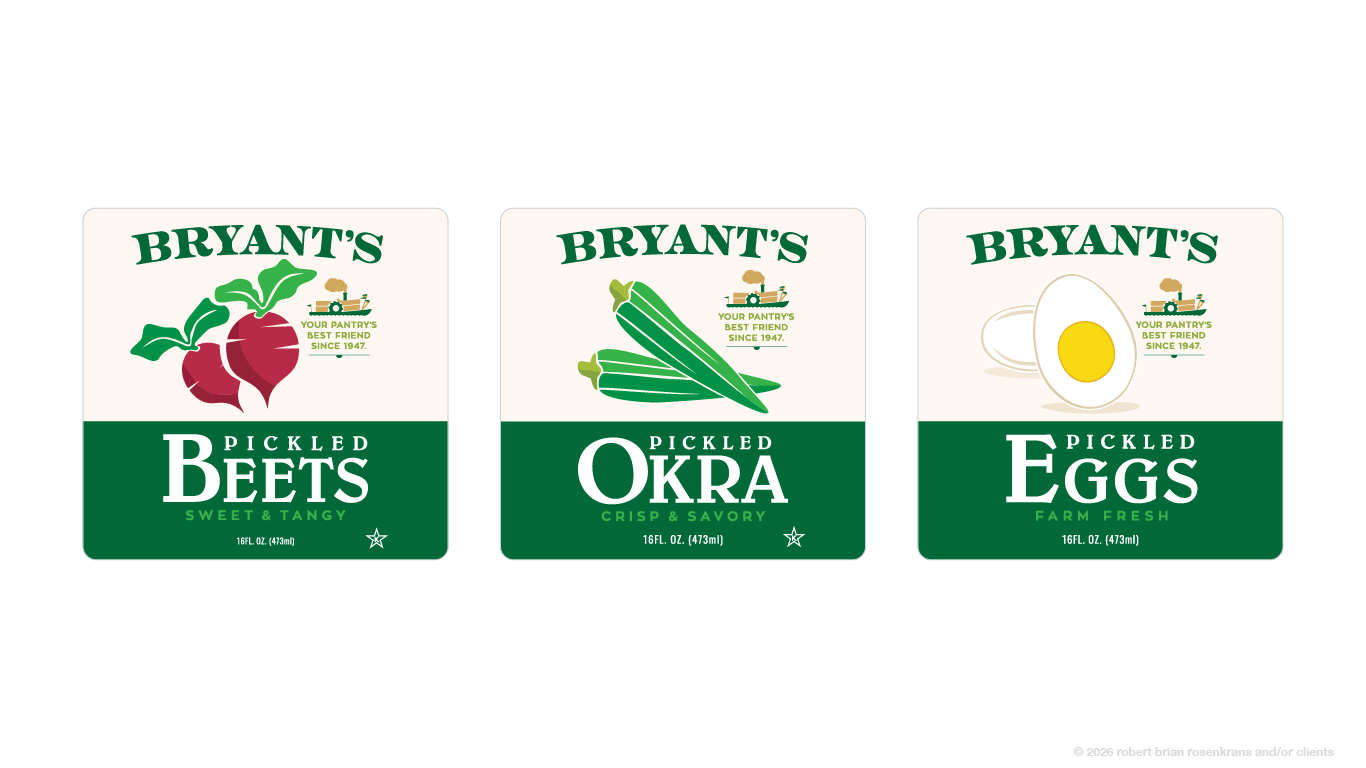 Bryant's pickled vegetables mark and labels