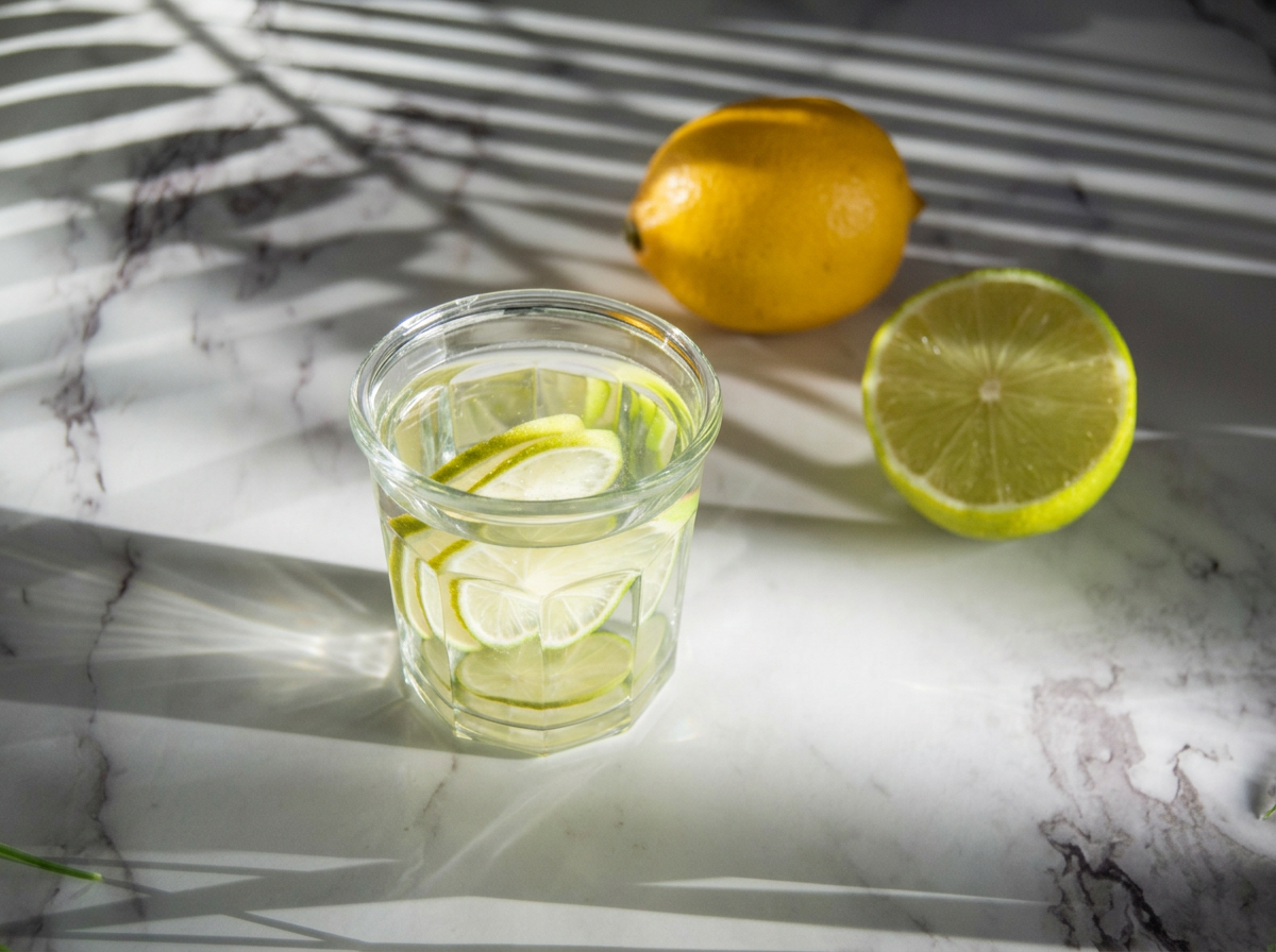 Vaso de agua con limón, uno de los hábitos considerados saludables que más erosionan el esmalte dental