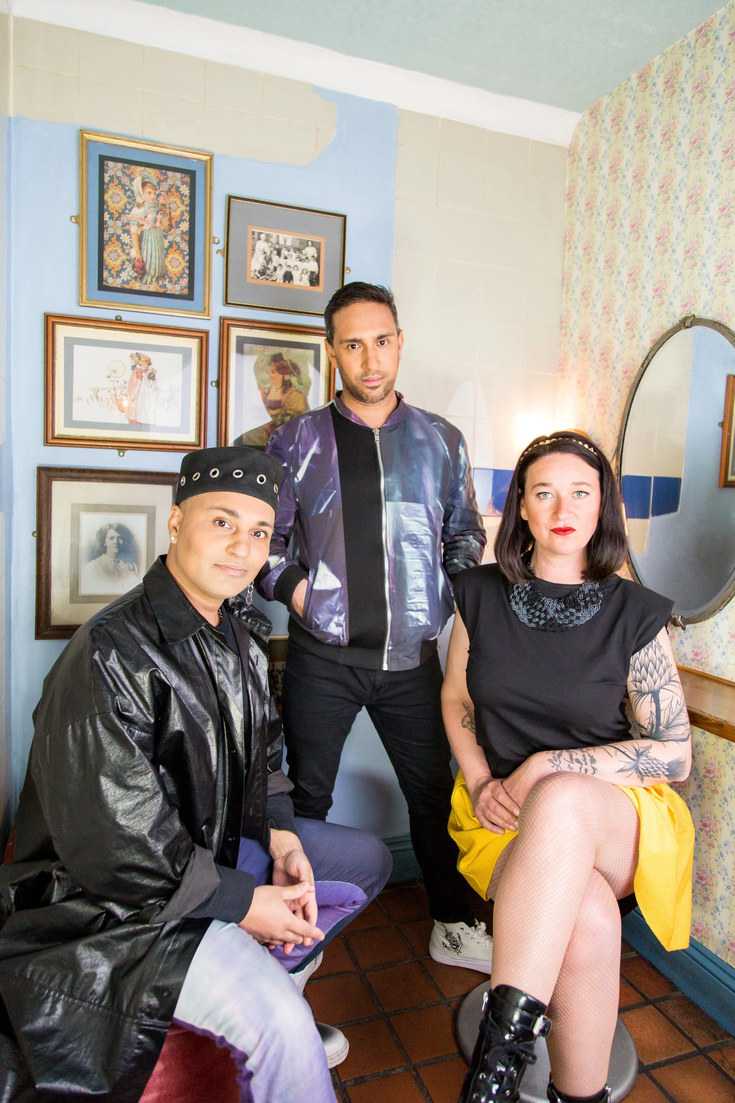 The image shows the Maison Mercury Jones team in a group portrait, including left to right: Ila, Ingmar Kamalagharan and Aurelia Havet