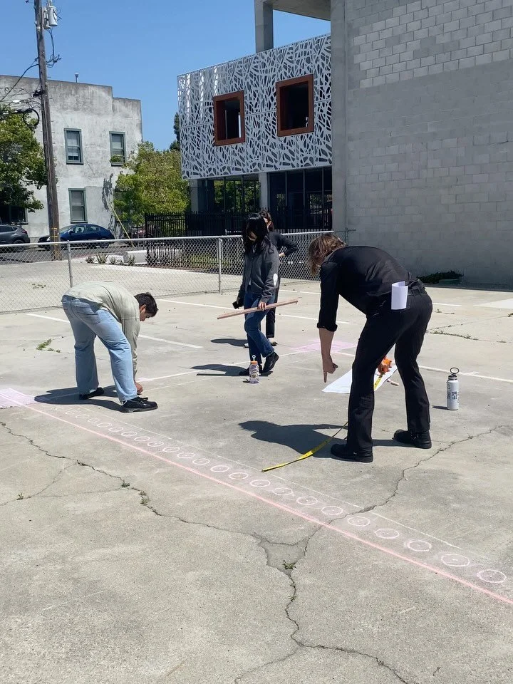Summer internship day 2! Making a full scale mock up in the parking lot.