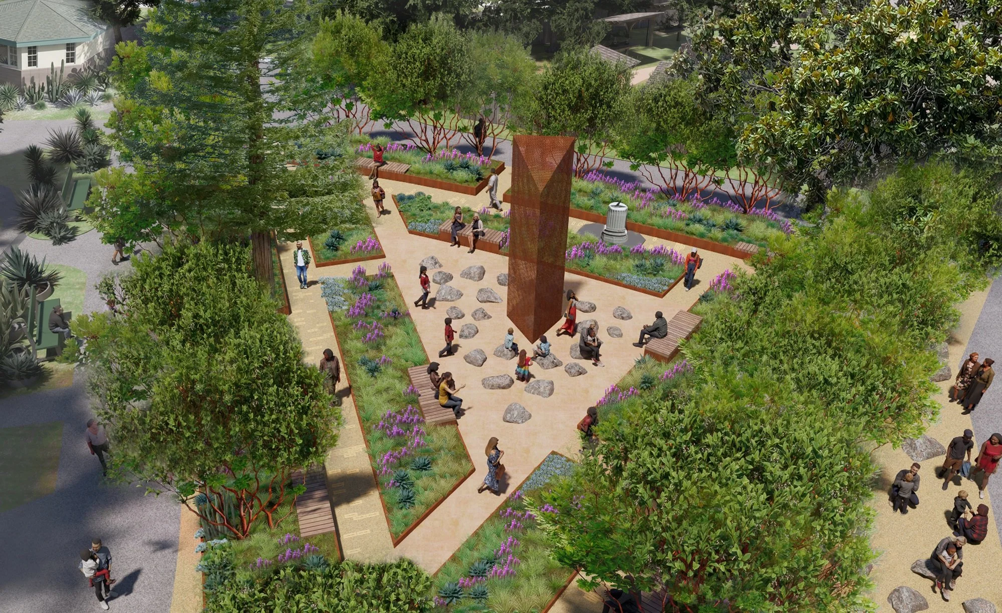 In the summer of 2026, PWP partnered pro-bono with the East Bay AIDS Memorial Garden steering committee to design a dedicated memorial in Oakland&rsquo;s Gardens at Lake Merritt. Developed through a week-long intern design charrette and extensive com