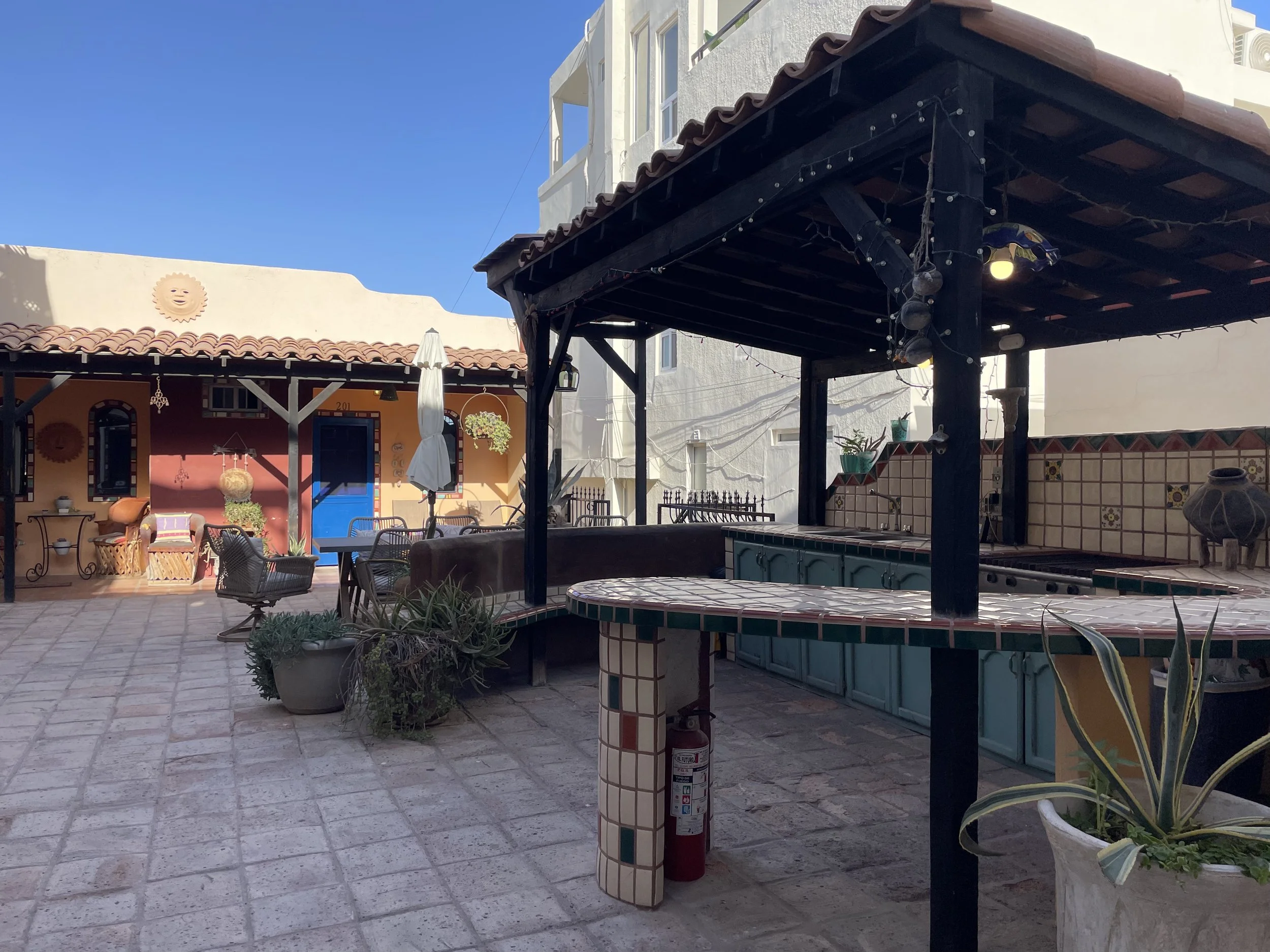 The courtyard outside of our Airbnb.